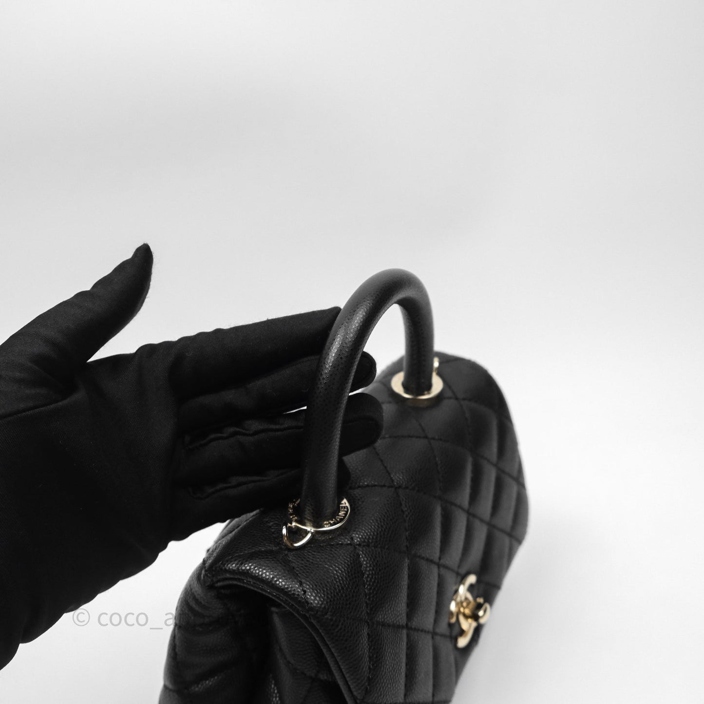 Chanel Mini Coco Handle Quilted Black Caviar Gold Hardware