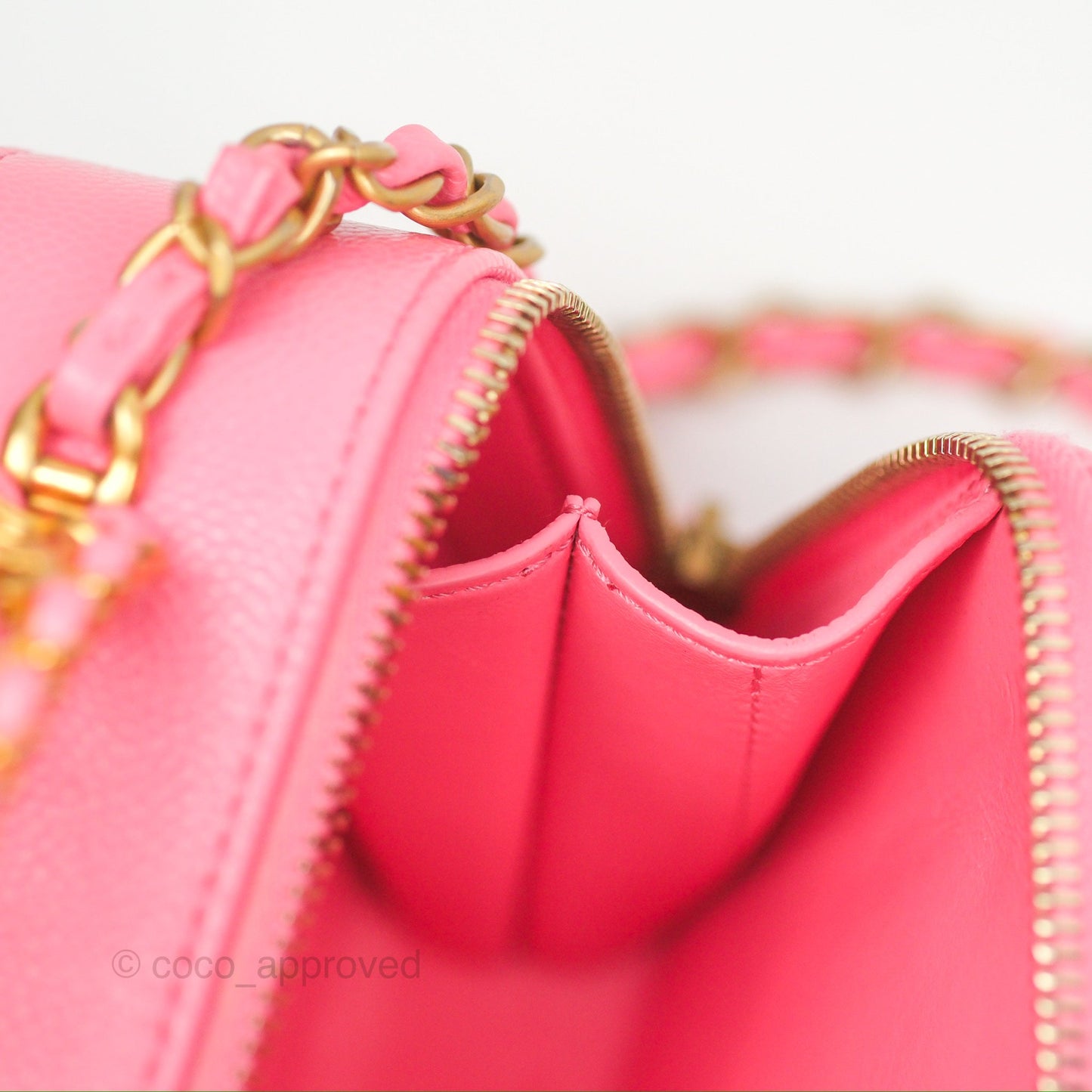 Chanel Caviar Quilted Pick Me Up Small Vanity Case Hot Pink