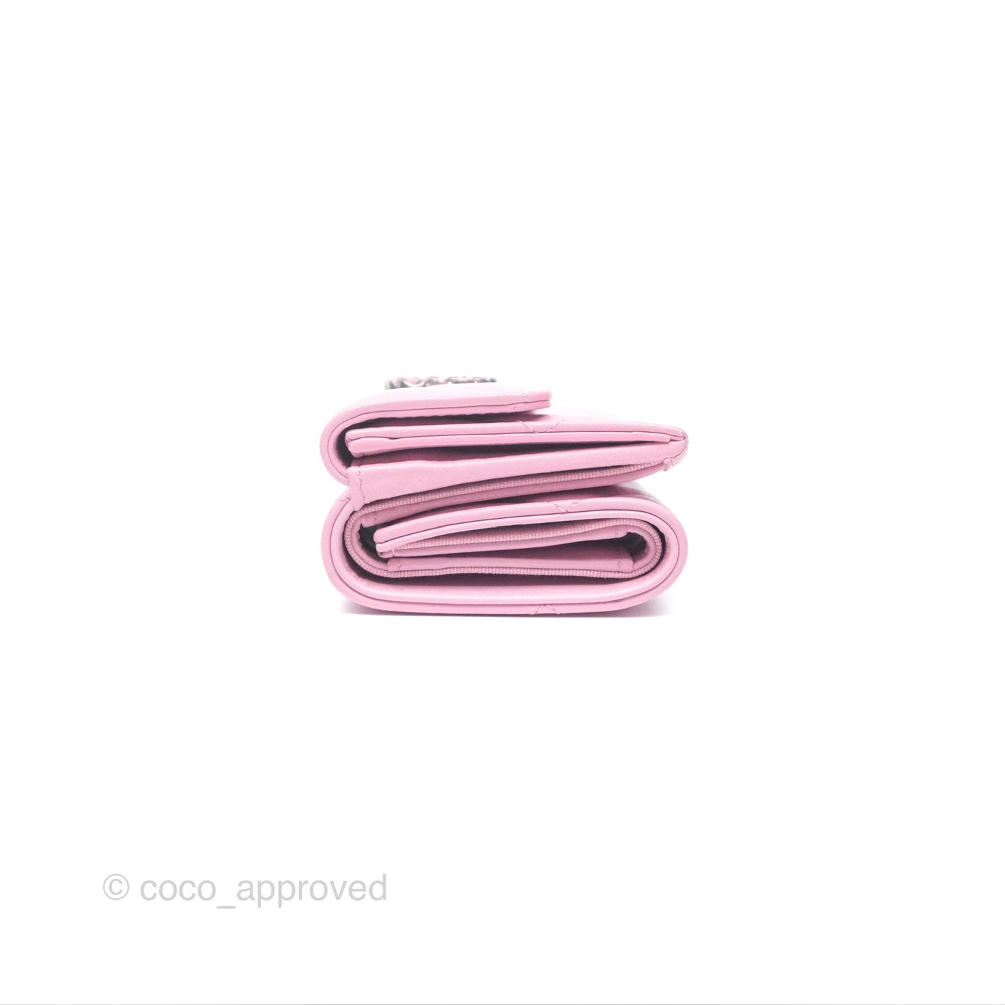 Chanel 19 Short Trifold Wallet Pink Lambskin Silver Hardware