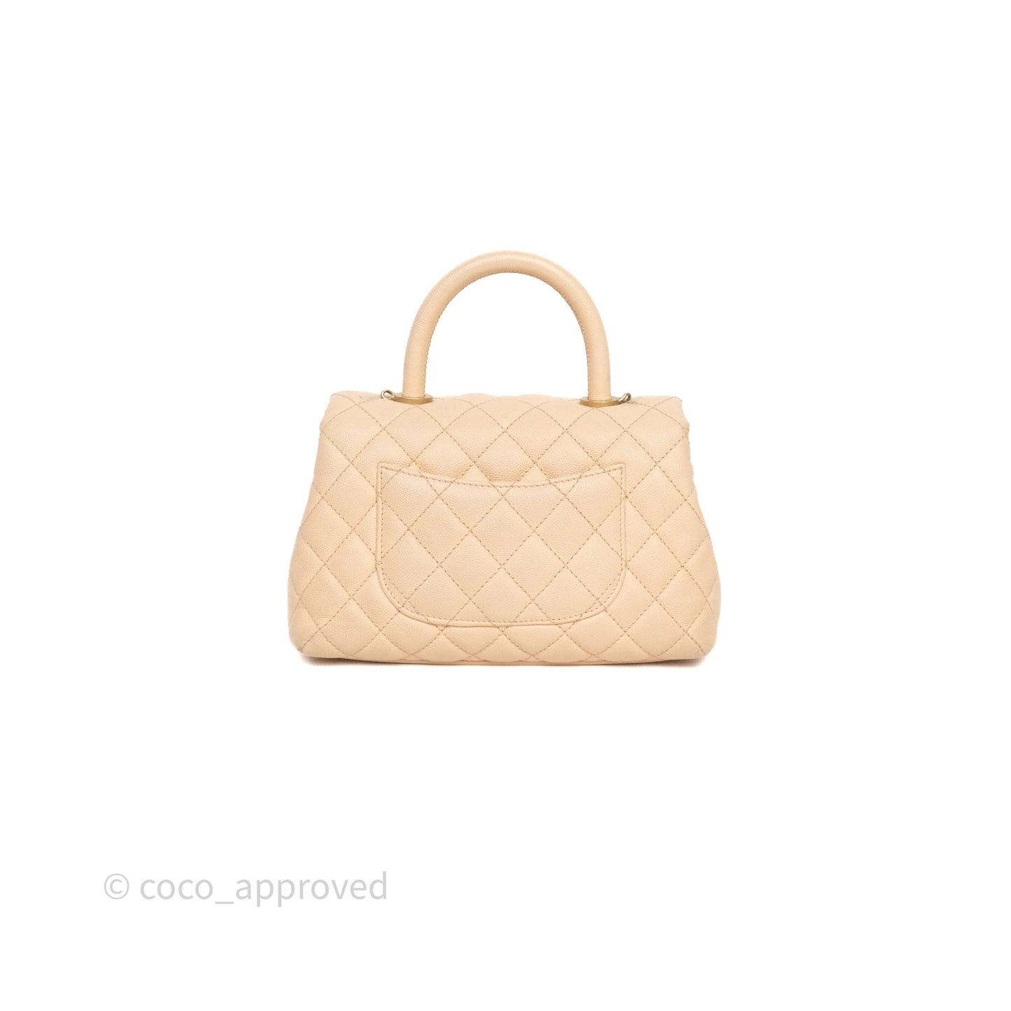 Chanel Small Coco Handle Quilted Beige Caviar Aged Gold Hardware