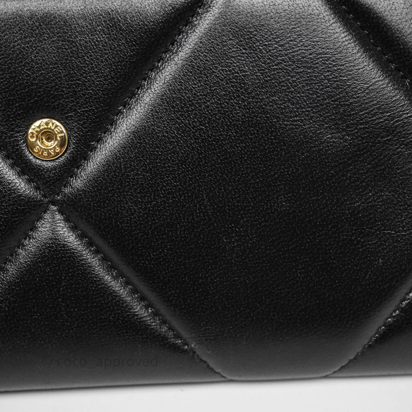 Chanel Quilted 19 Flap Long Wallet Black Lambskin Aged Gold Hardware