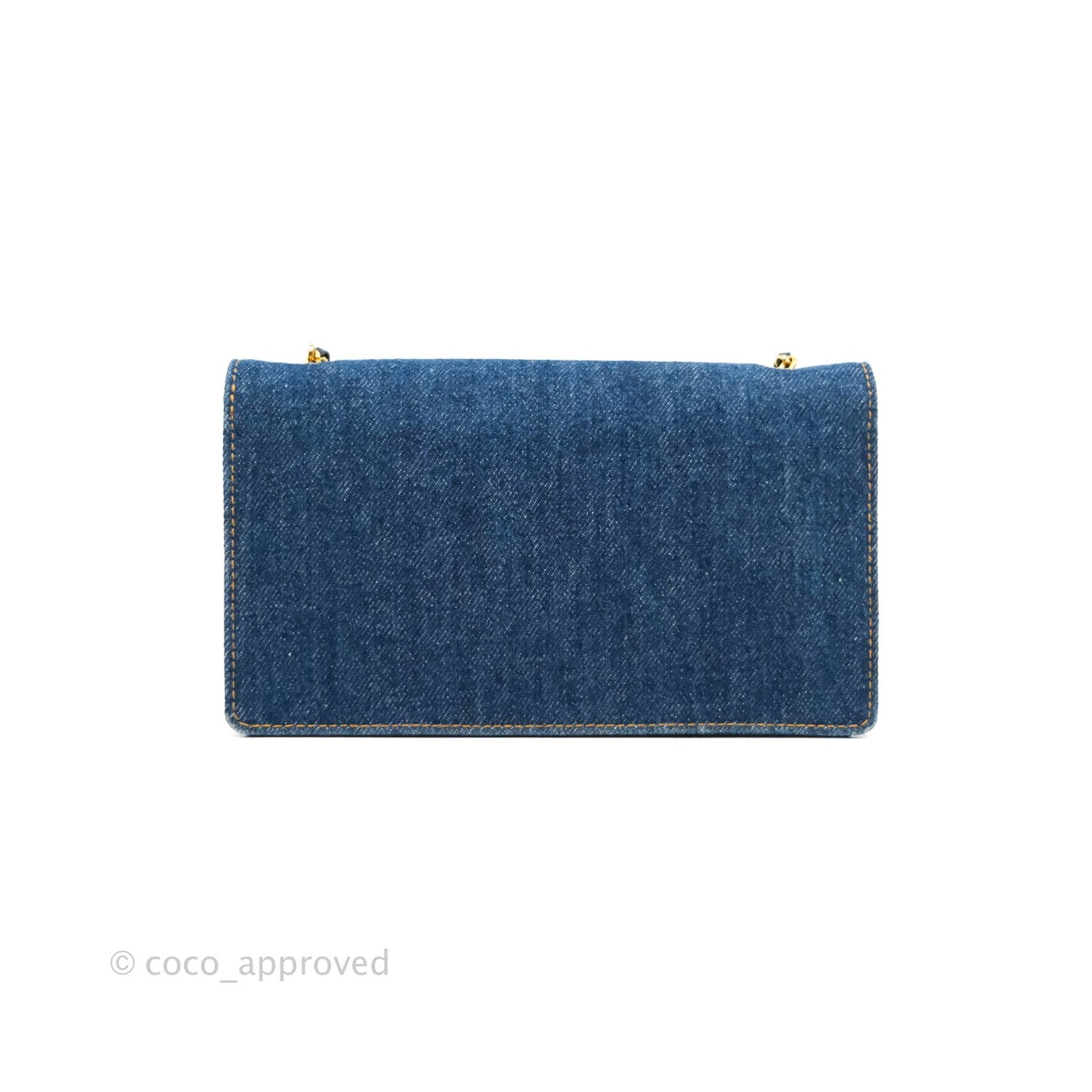 Chanel Vintage Denim Wallet On Chain WOC Gold Hardware