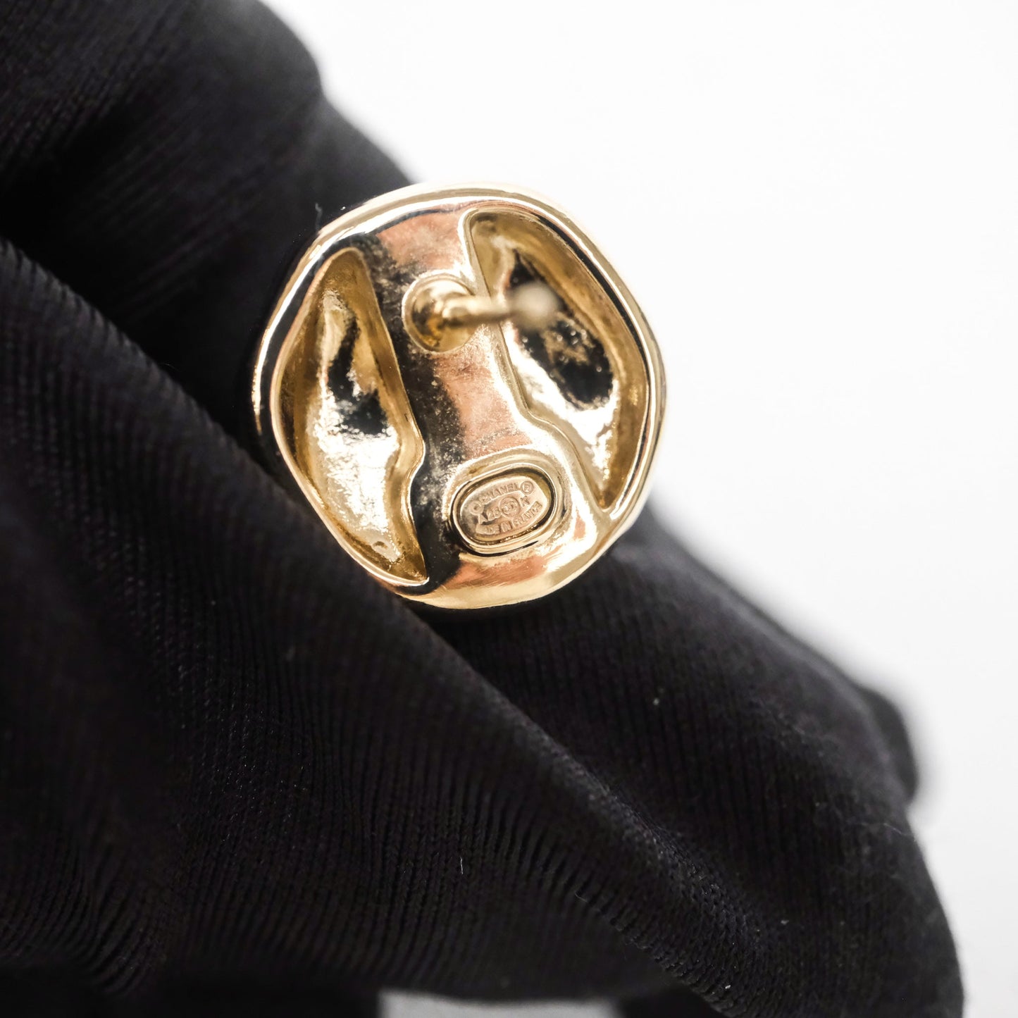 Chanel CC Sphere Earrings Gold Tone 25K