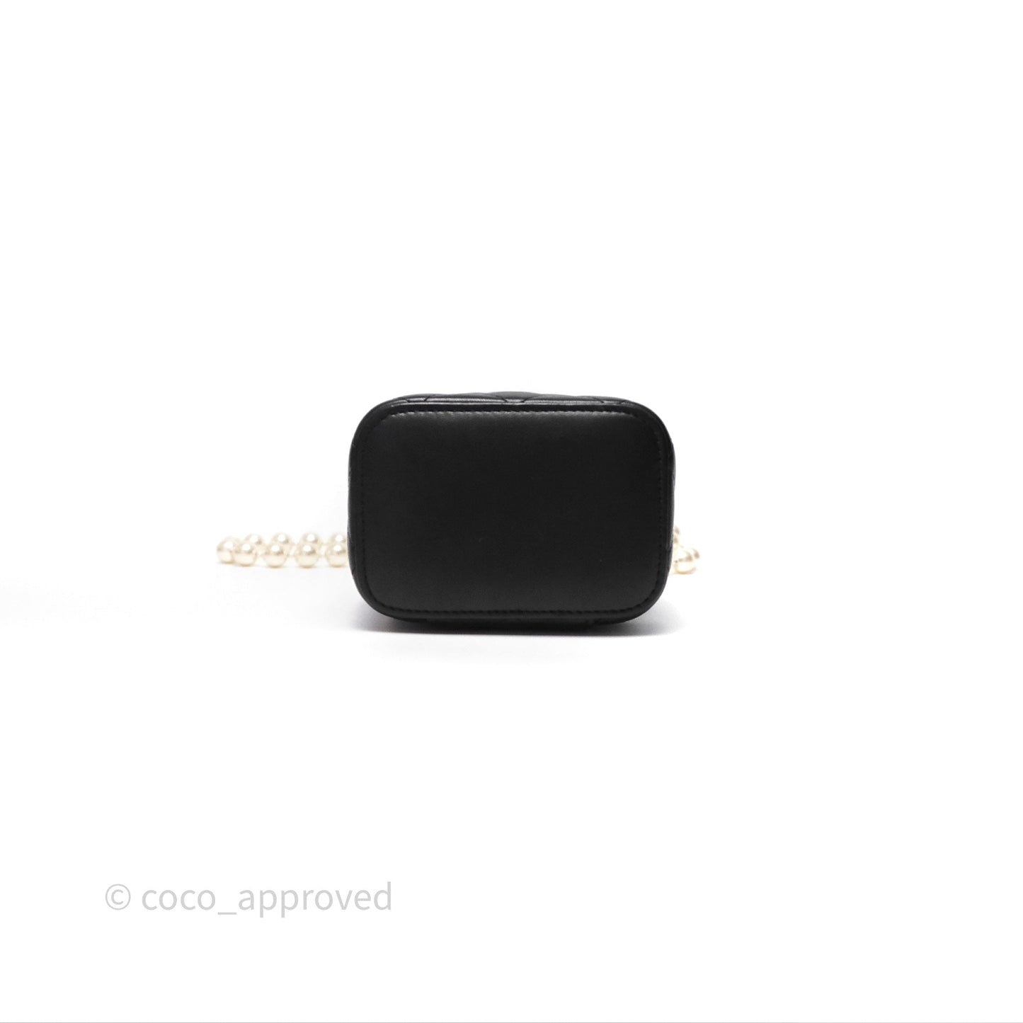 Chanel Mini Vanity With Pearl Chain Black Lambskin Gold Hardware