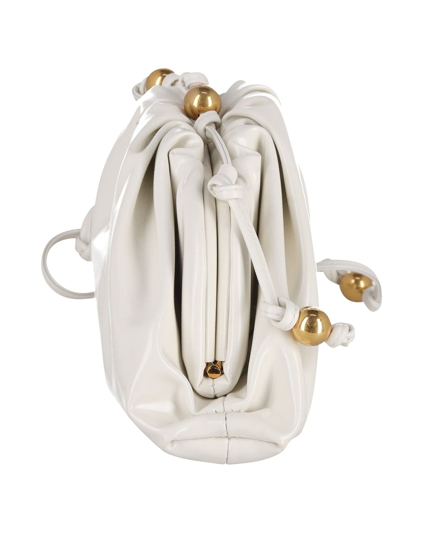 Luxury Bottega Veneta Mini Pouch Clutch in White Patent Leather