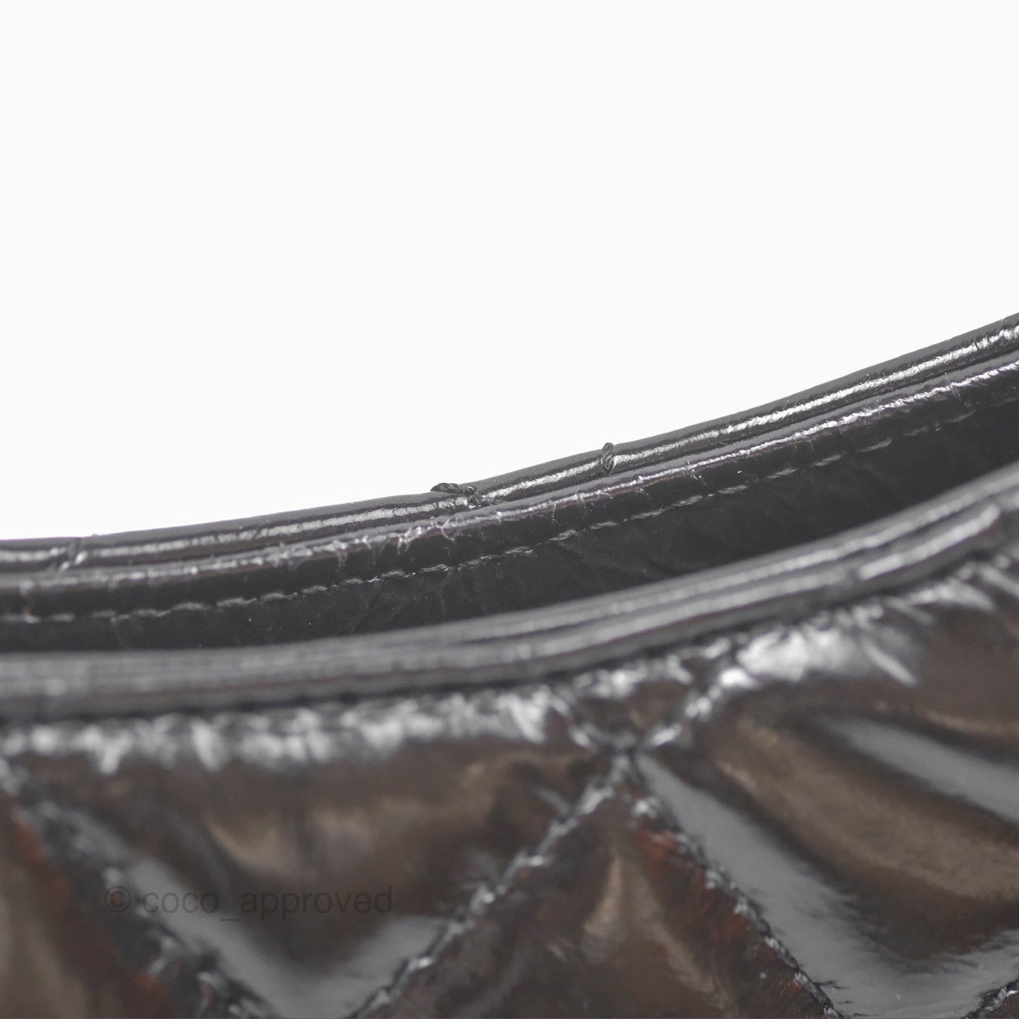Chanel Medium Quilted Wavy CC Hobo Black Patent Aged Gold Hardware