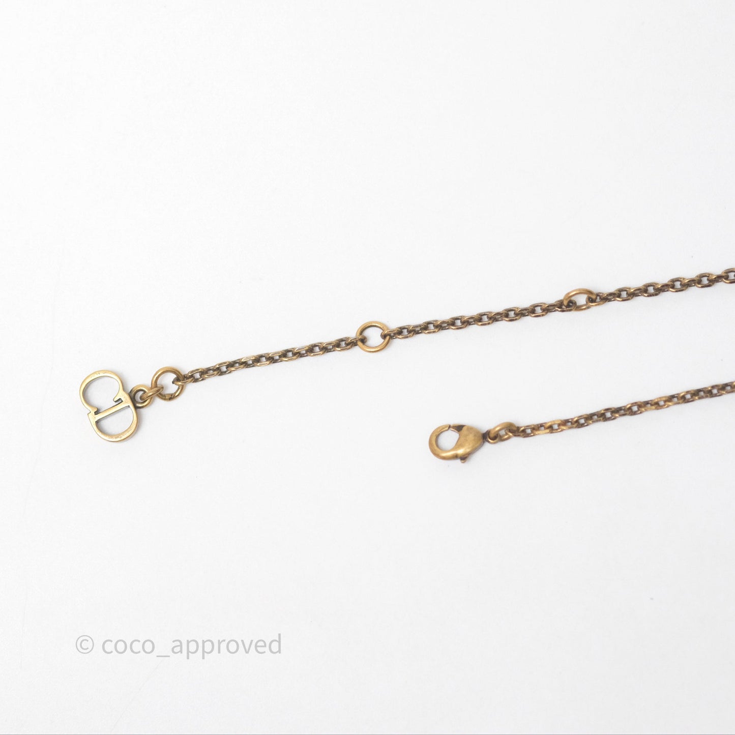 Christian Dior Pearl Crystal Bee Long Necklace Aged Gold Tone