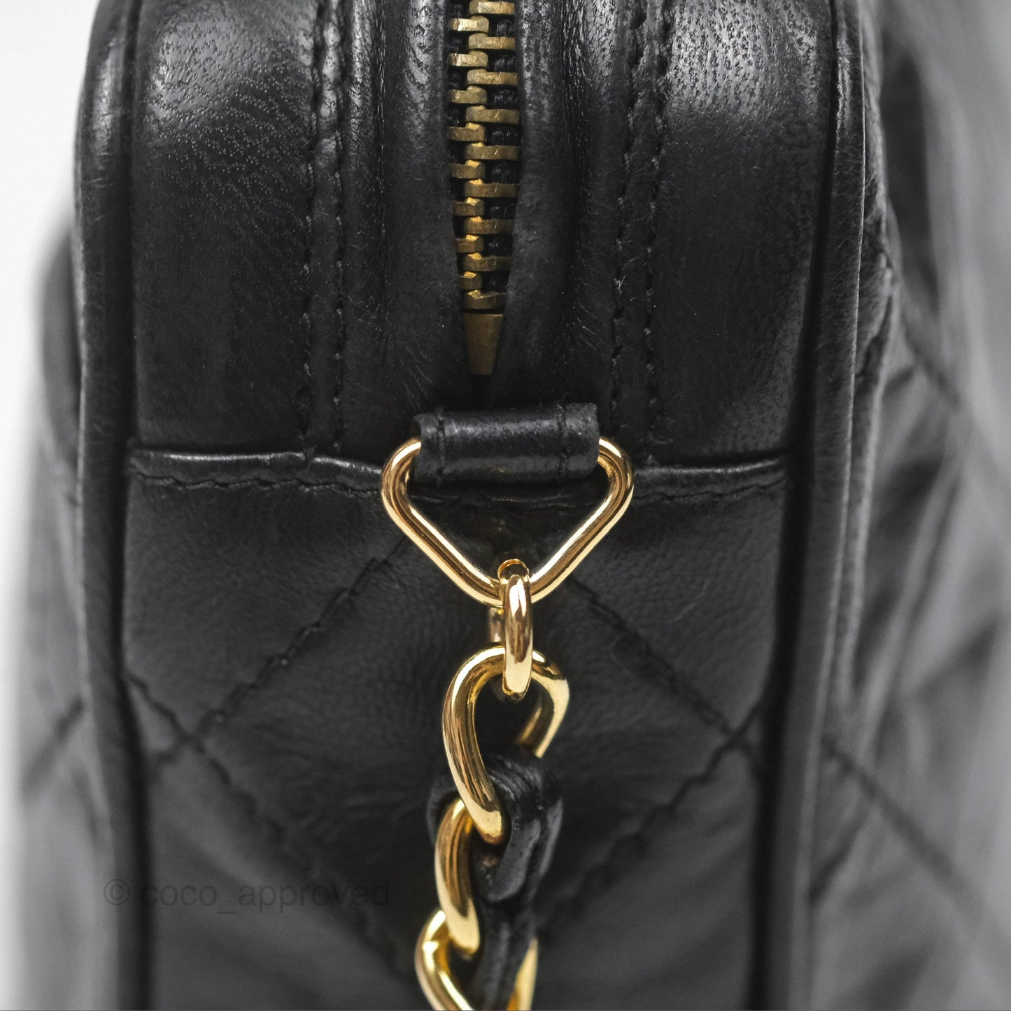 Chanel Vintage Camera Bag Black Lambskin Gold Hardware
