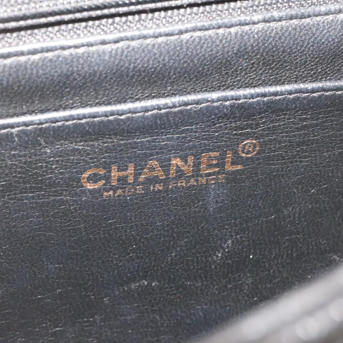 CHANEL Big Matelasse Flap Chain Shoulder Bag Caviar Skin Black Gold  25984A