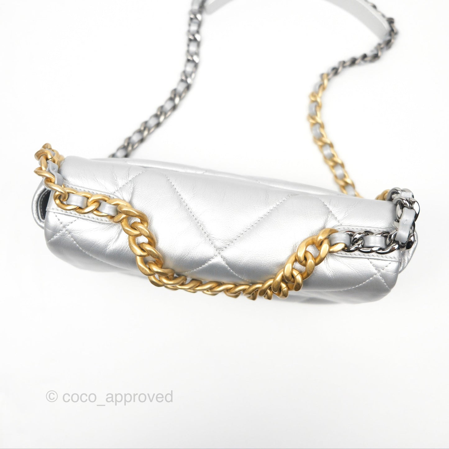 Chanel 19 Small Metallic Silver Goatskin Mixed Hardware