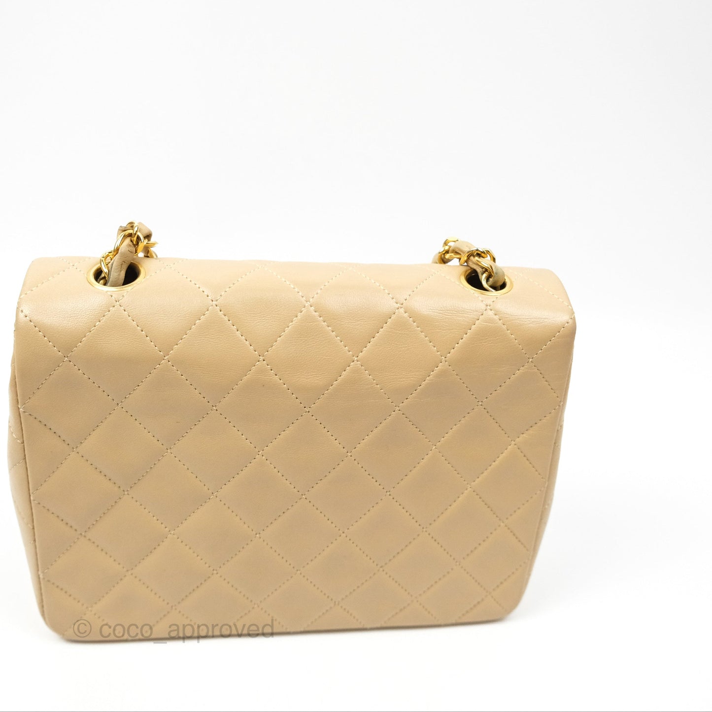Chanel Vintage Square Flap Bag Beige Lambskin 24K Gold Hardware
