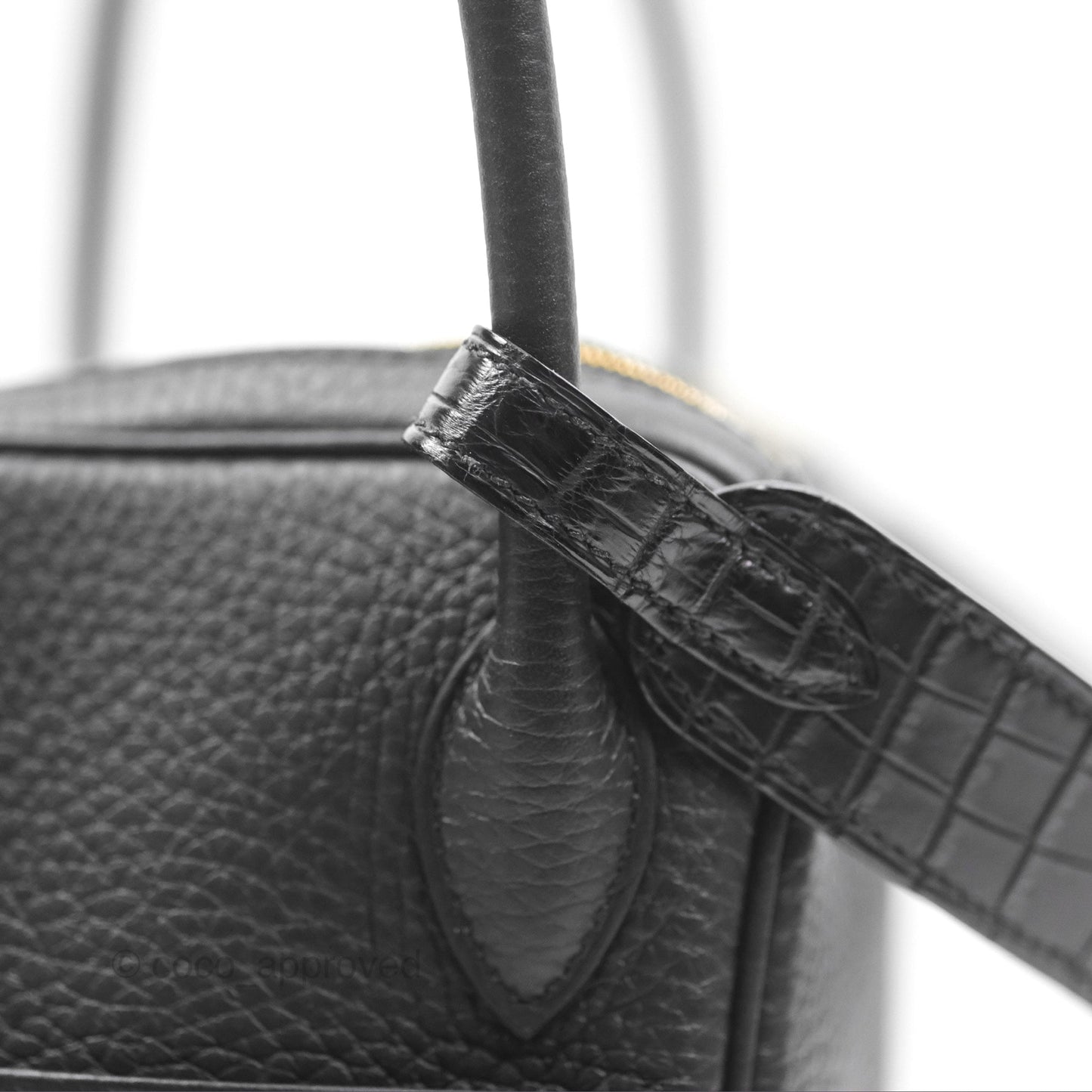 Hermès Lindy 26 Touch Black Clemence Croc Handle Gold Hardware