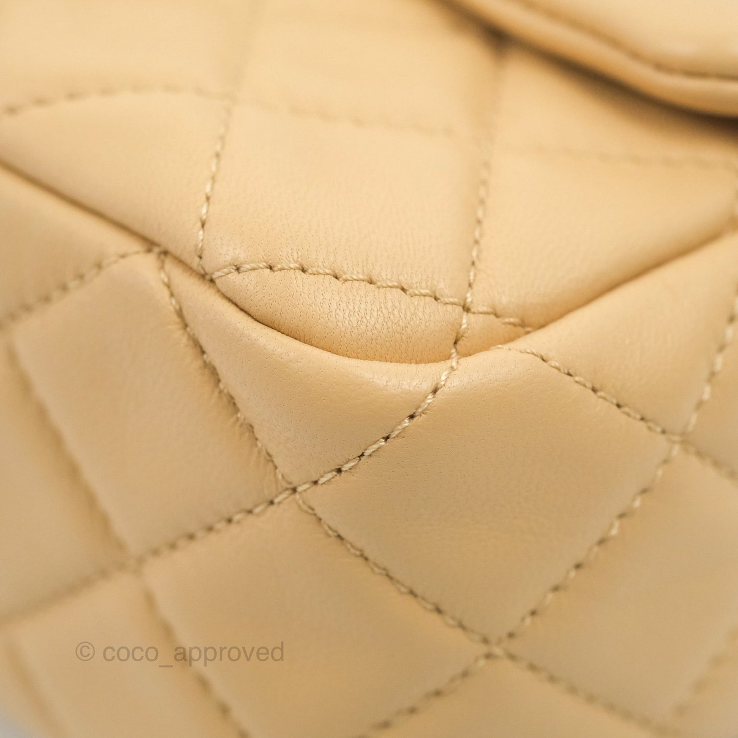 Chanel Mini Rectangular Pearl Crush Beige Lambskin Aged Gold Hardware