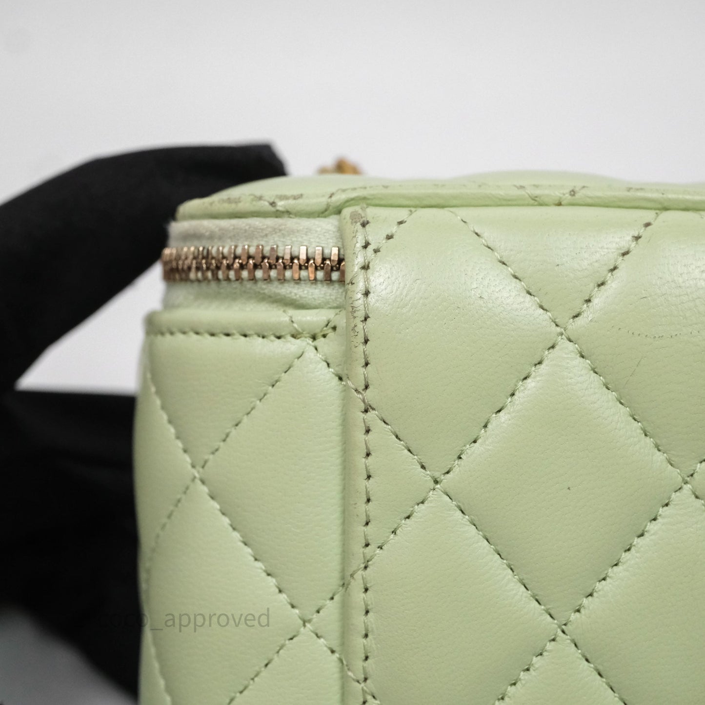 Chanel Mini Pearl Crush Vanity With Chain Green Aged Gold Hardware