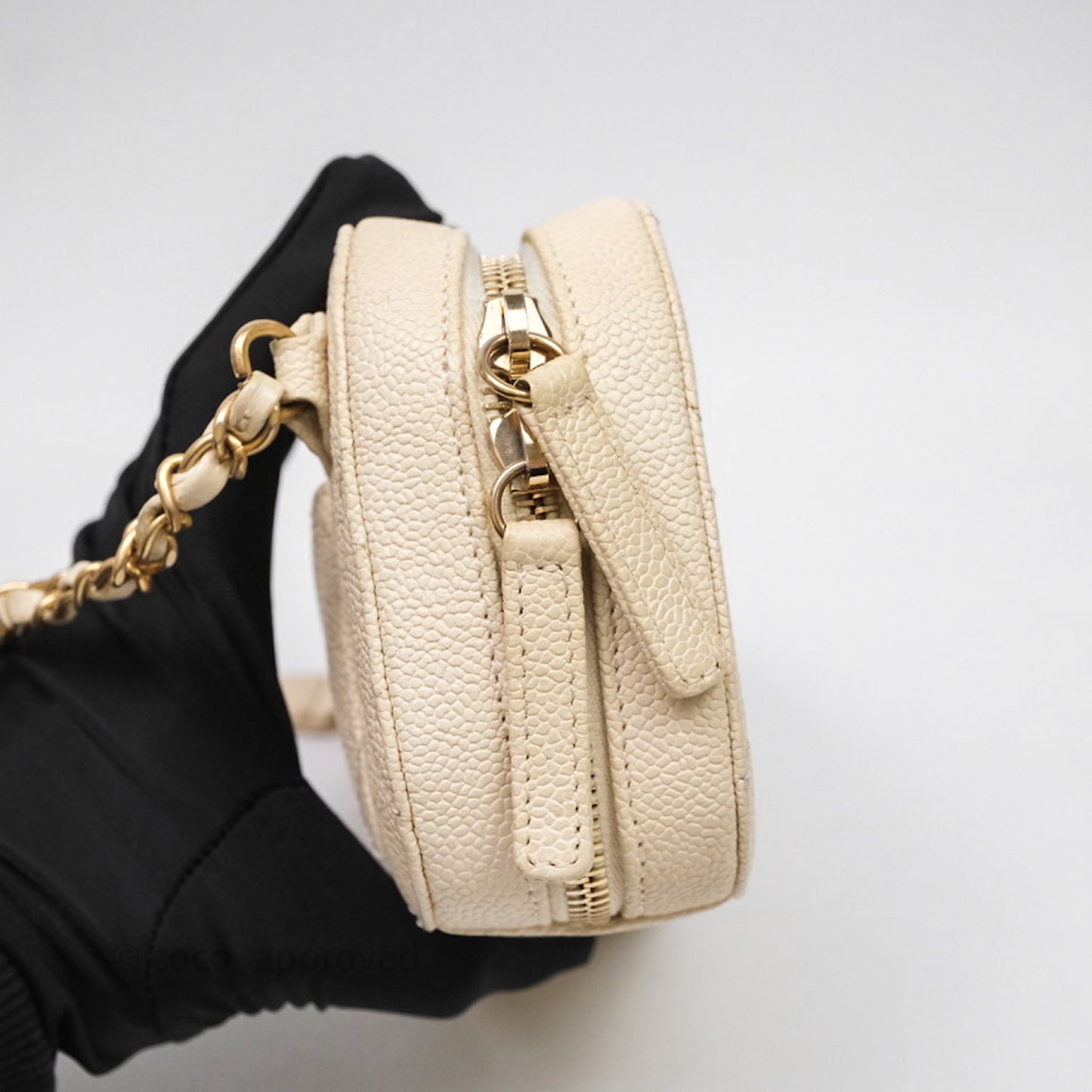 Chanel Quilted Caviar Waist Bag Ivory Aged Gold Hardware