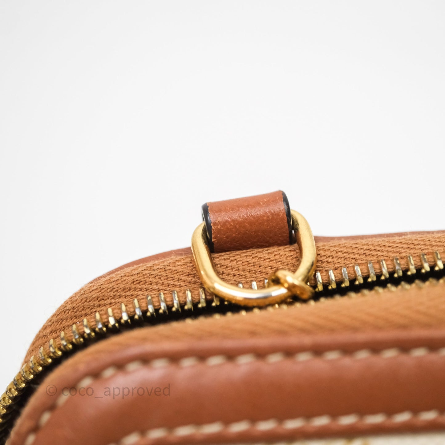 Celine Clutch With Chain Triomphe Canvas White/Tan