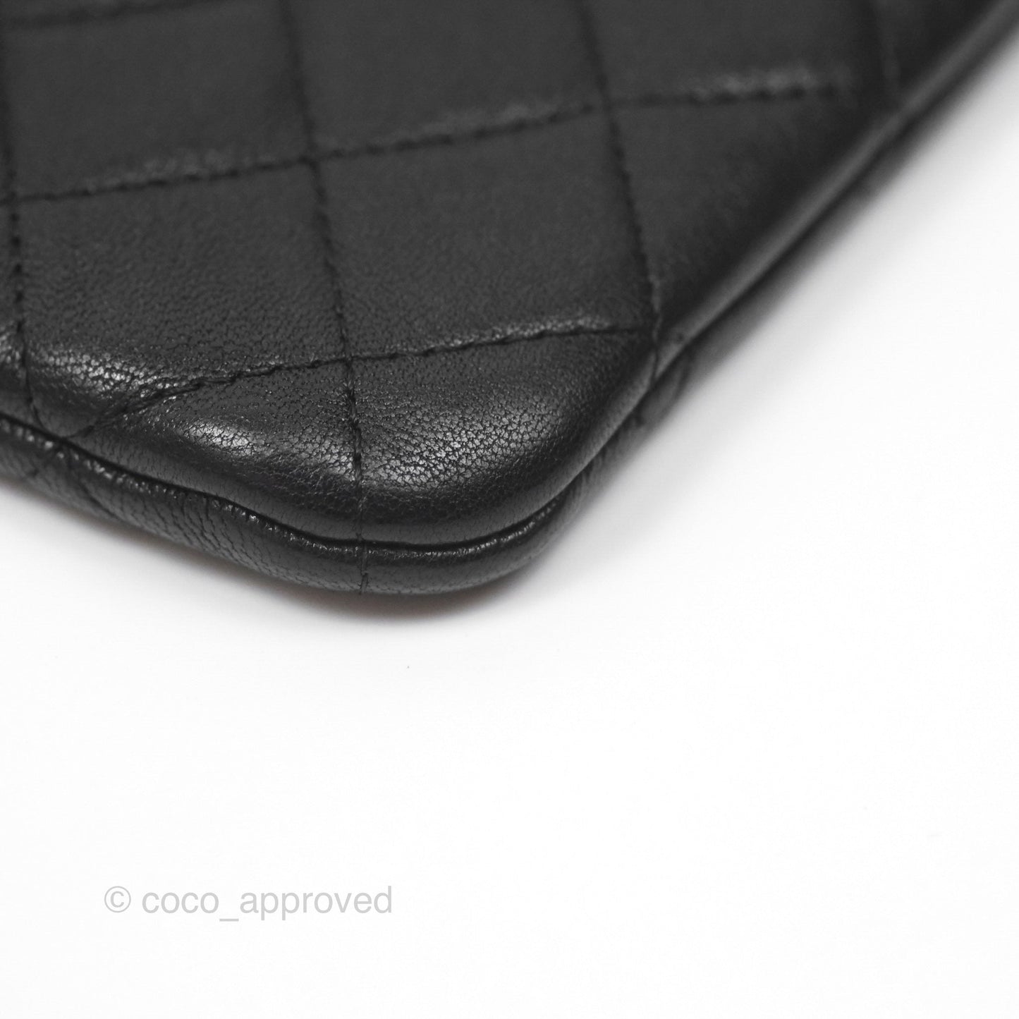 Chanel Mademoiselle Quilted Large O Case Clutch Black Lambskin