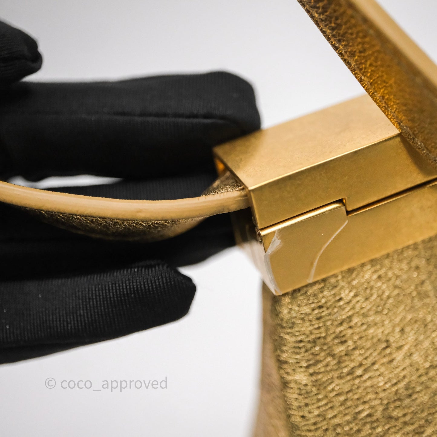 Chanel Calfskin Kiss Lock Frame Gold Bag
