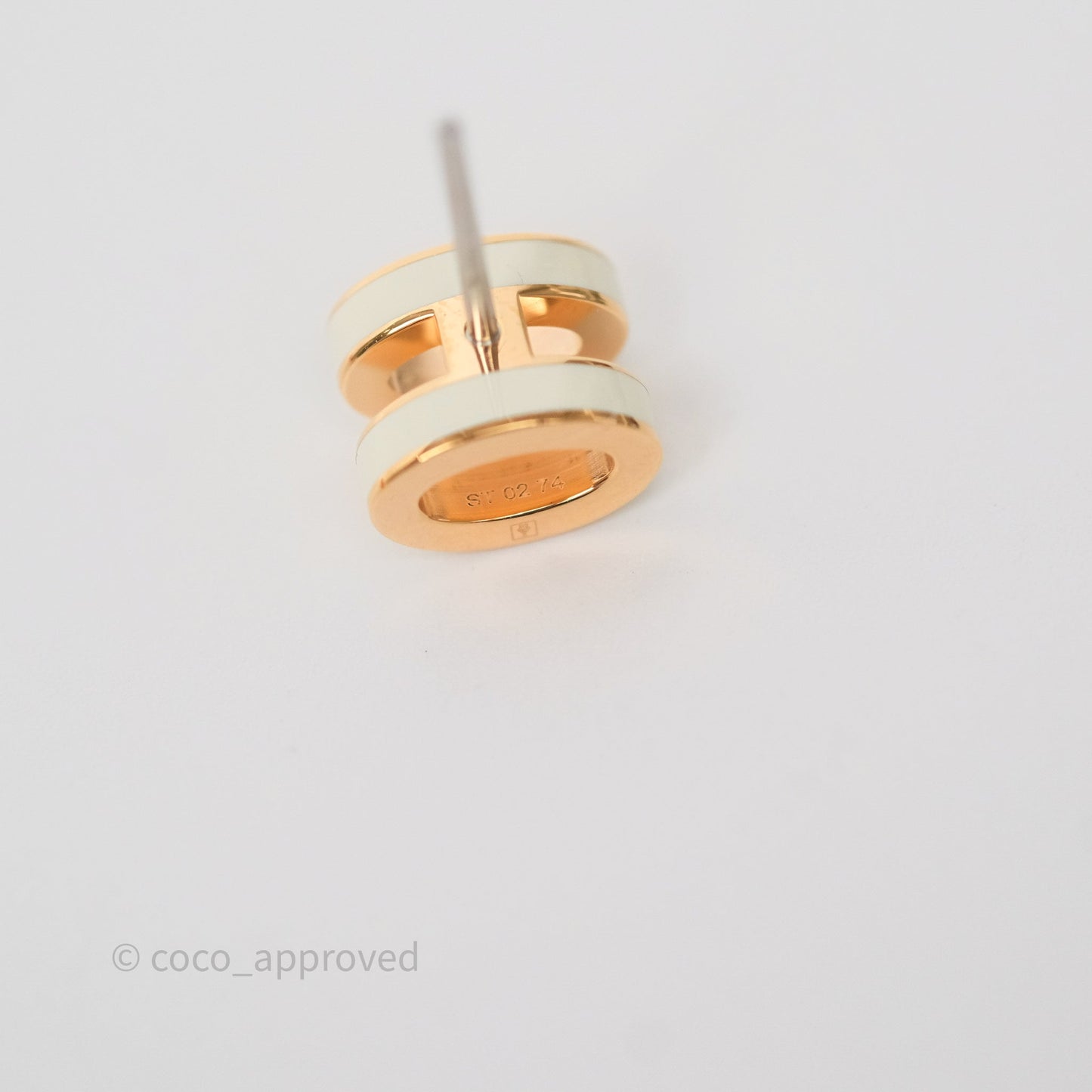Hermes Mini Pop H Earrings Blanc Rose Gold