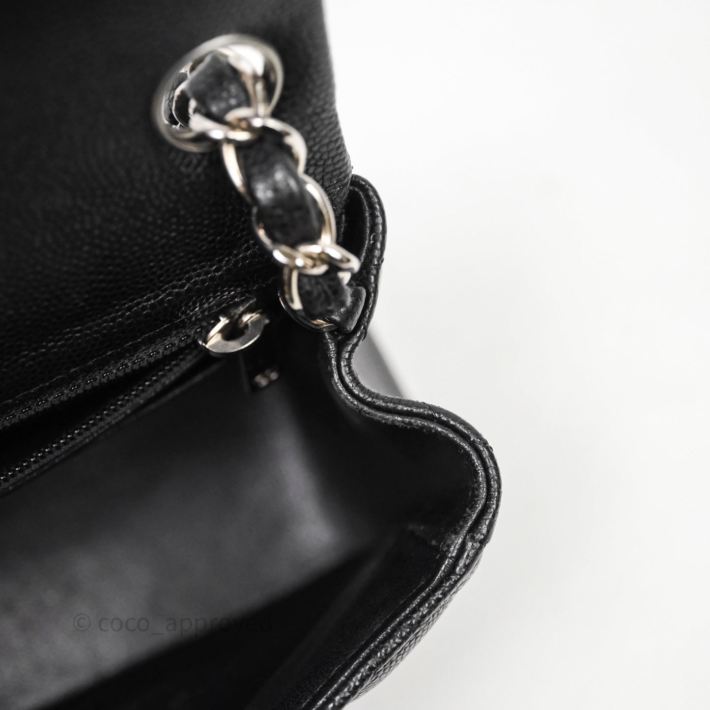 Chanel Mini Square Quilted Black Caviar Silver Hardware