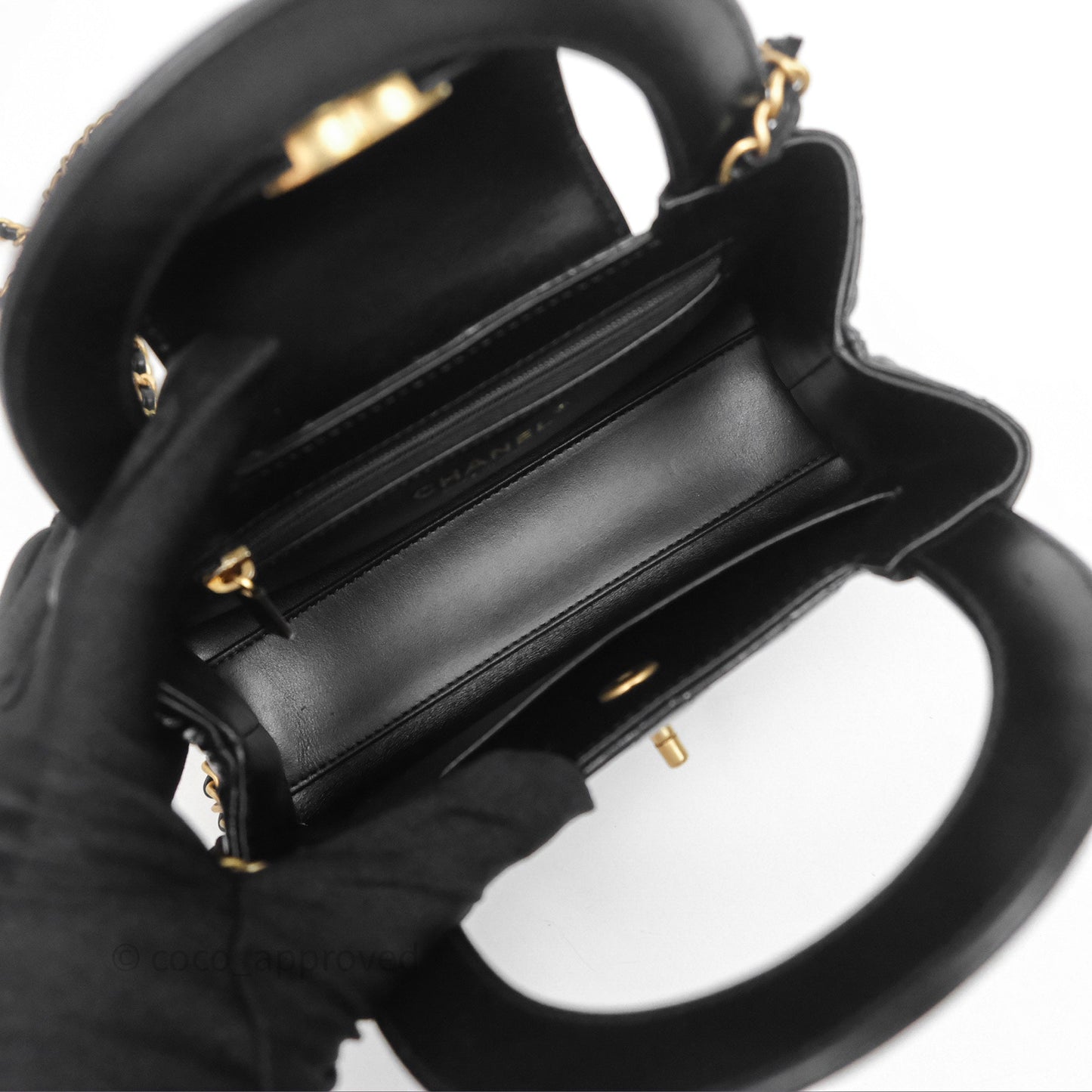 Chanel Kelly Bag Quilted Black Shiny Crumpled Calfskin Aged Gold Hardware