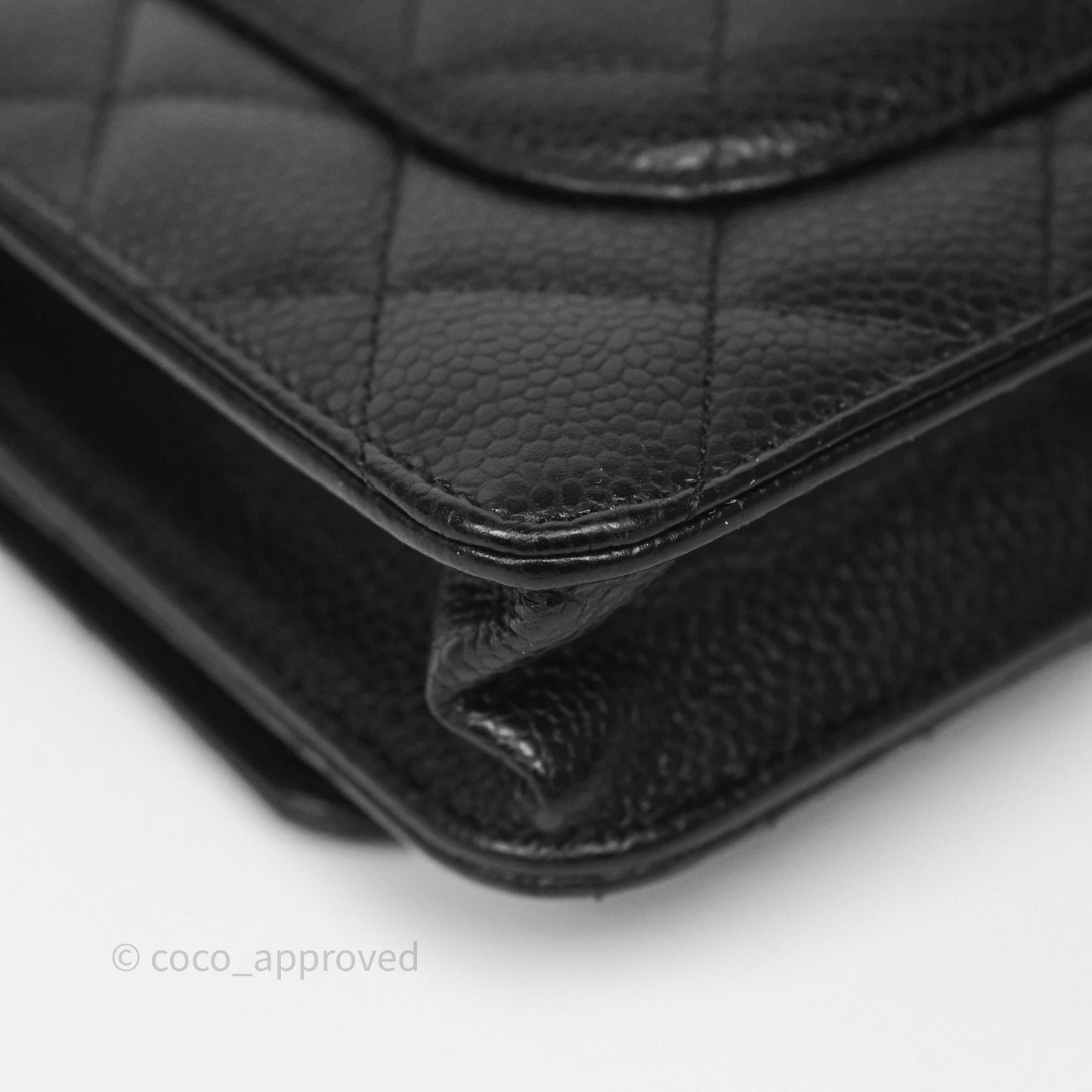 Chanel Classic Wallet On Chain WOC Quilted Black Caviar Gold Hardware