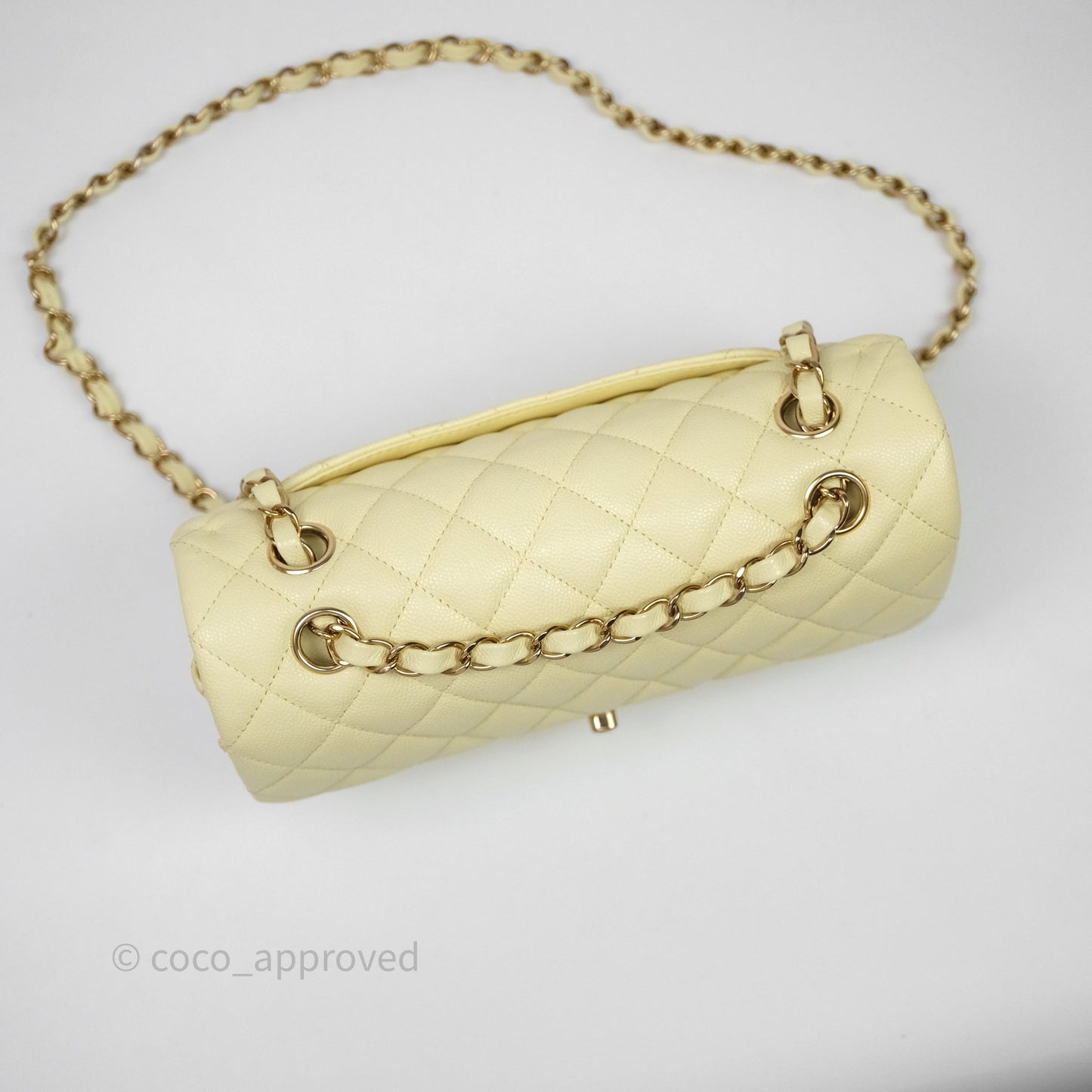 Chanel Small Classic Quilted Flap Yellow Caviar Gold Hardware