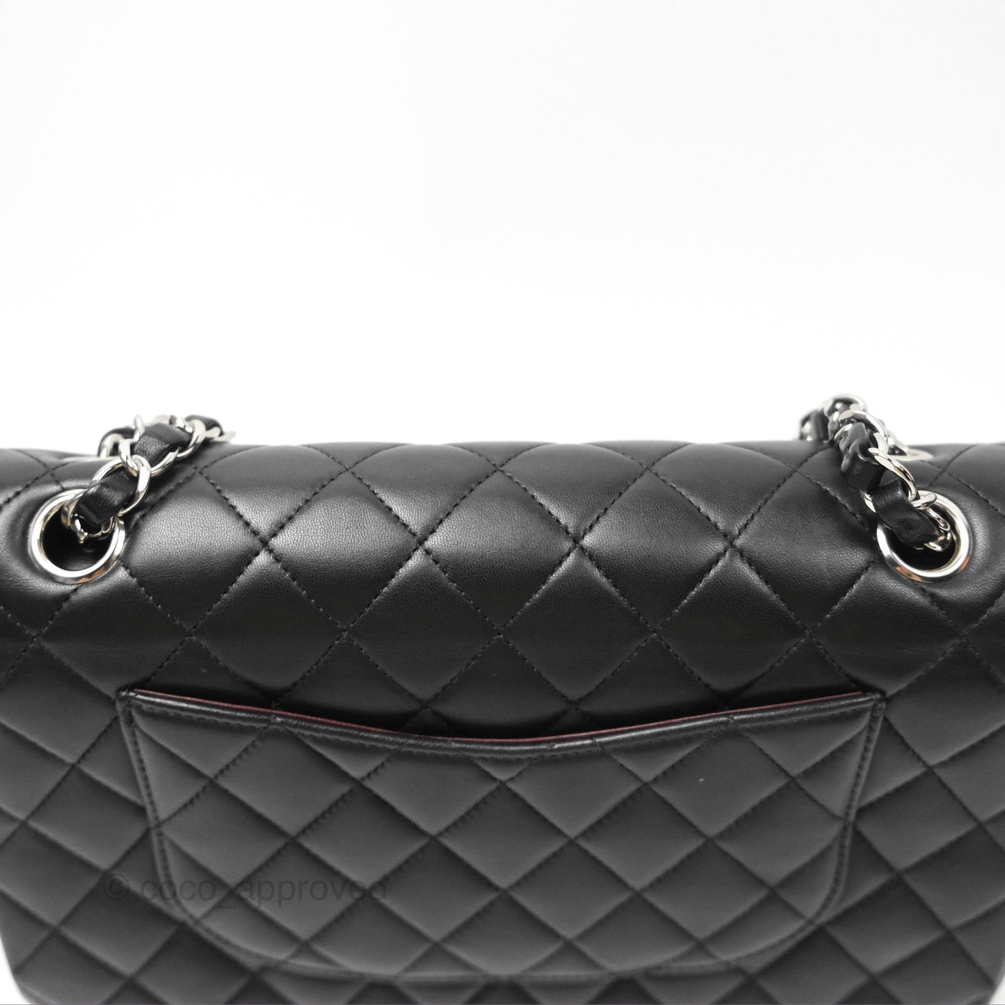 Chanel Classic M/L Medium Flap Quilted Black Lambskin Silver Hardware