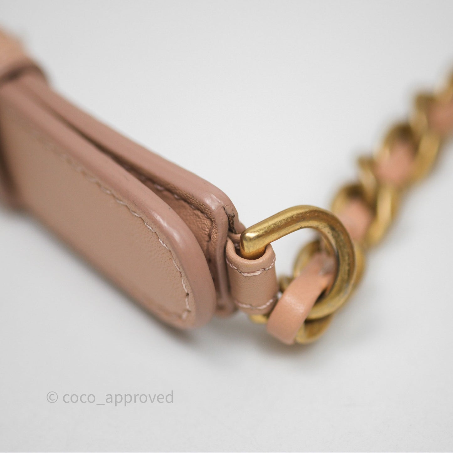 Chanel Messenger Bag Beige Pink Calfskin Aged Gold Hardware