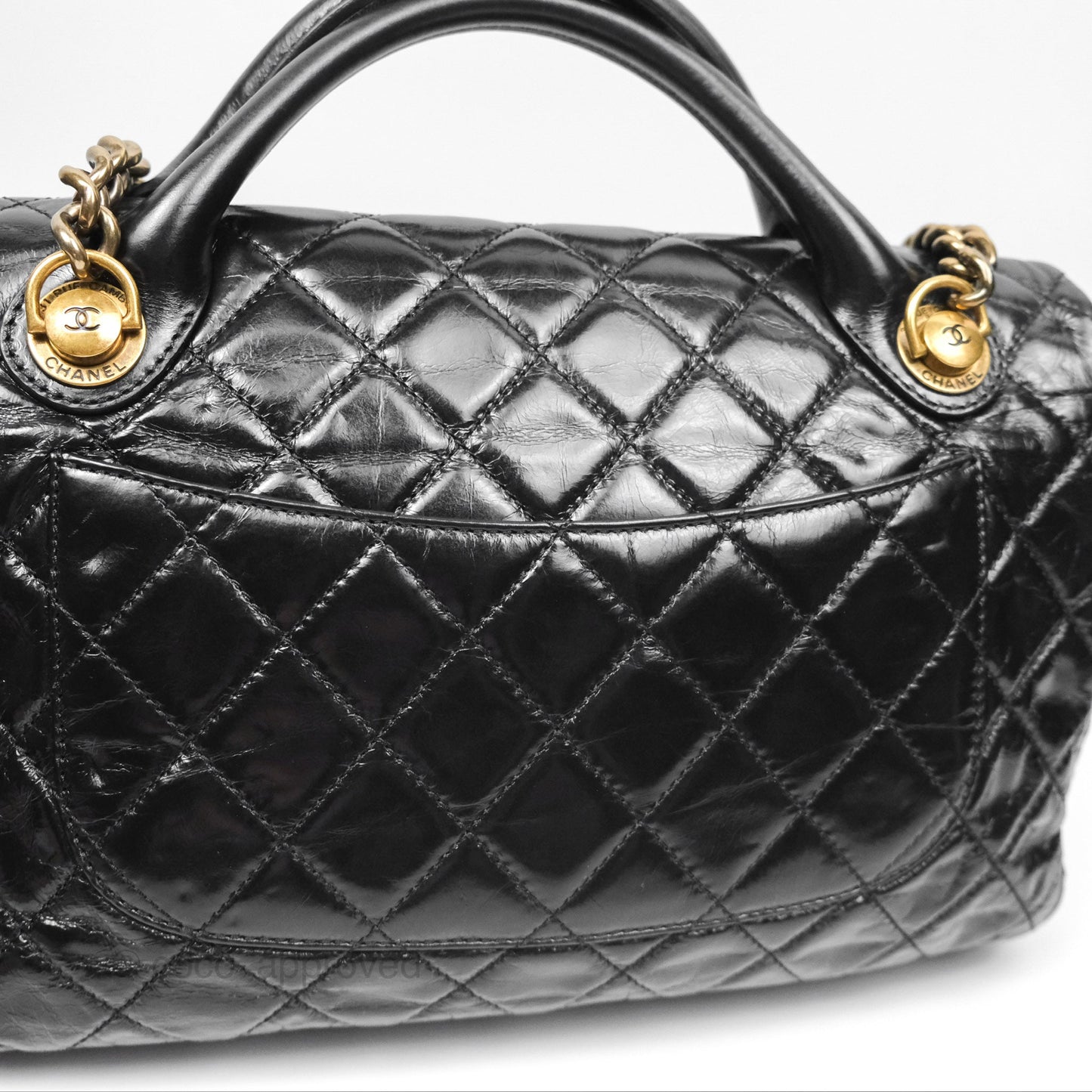 Chanel Medium Castle Rock Flap Black Glazed Calfskin Antique Gold Hardware