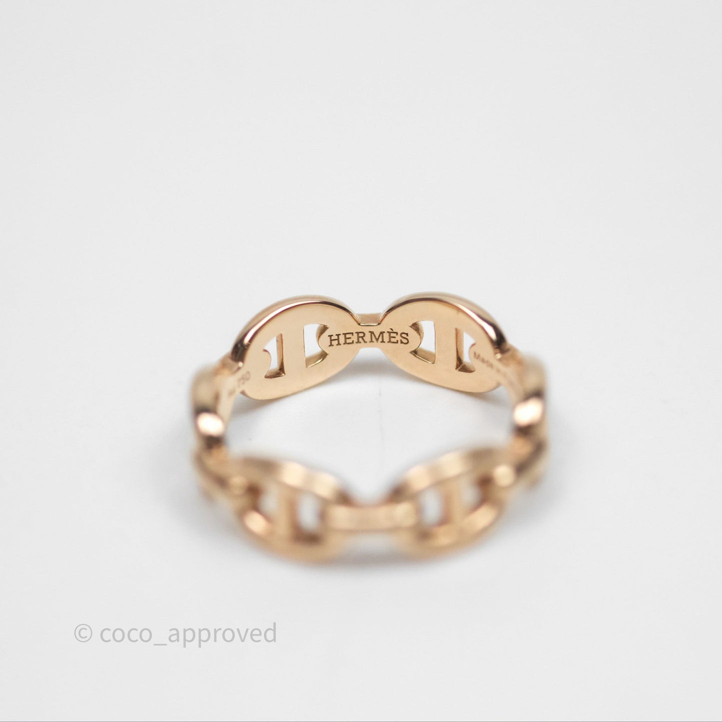 Hermès Chaine d'Ancre Enchainee Band Ring PM Rose Gold Size 50