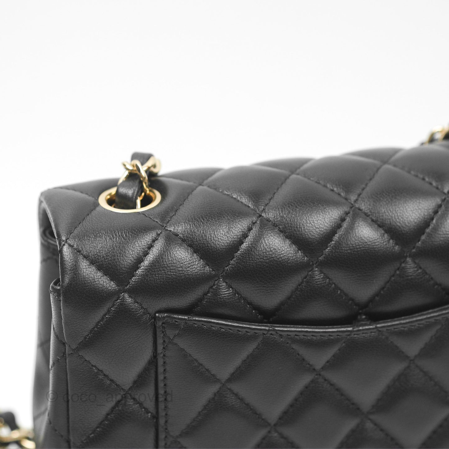 Chanel Quilted Mini Rectangular Black Lambskin Gold Hardware