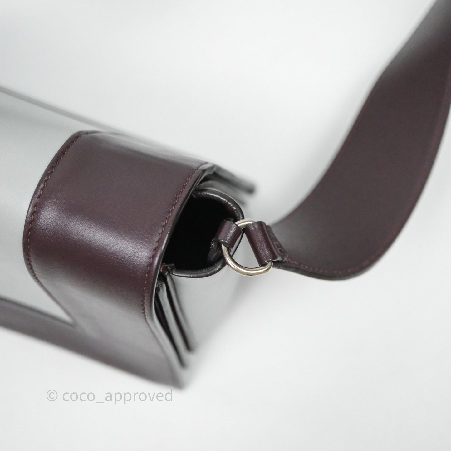 Celine Medium Frame Bag Burgundy / Pearl Blue Calfskin Silver Hardware