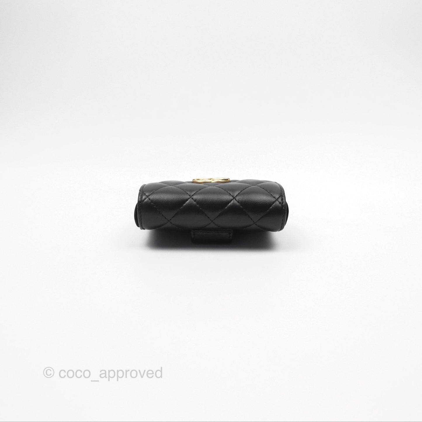 Chanel Mini Card Holder Belt Bag Black Lambskin Aged Gold Hardware