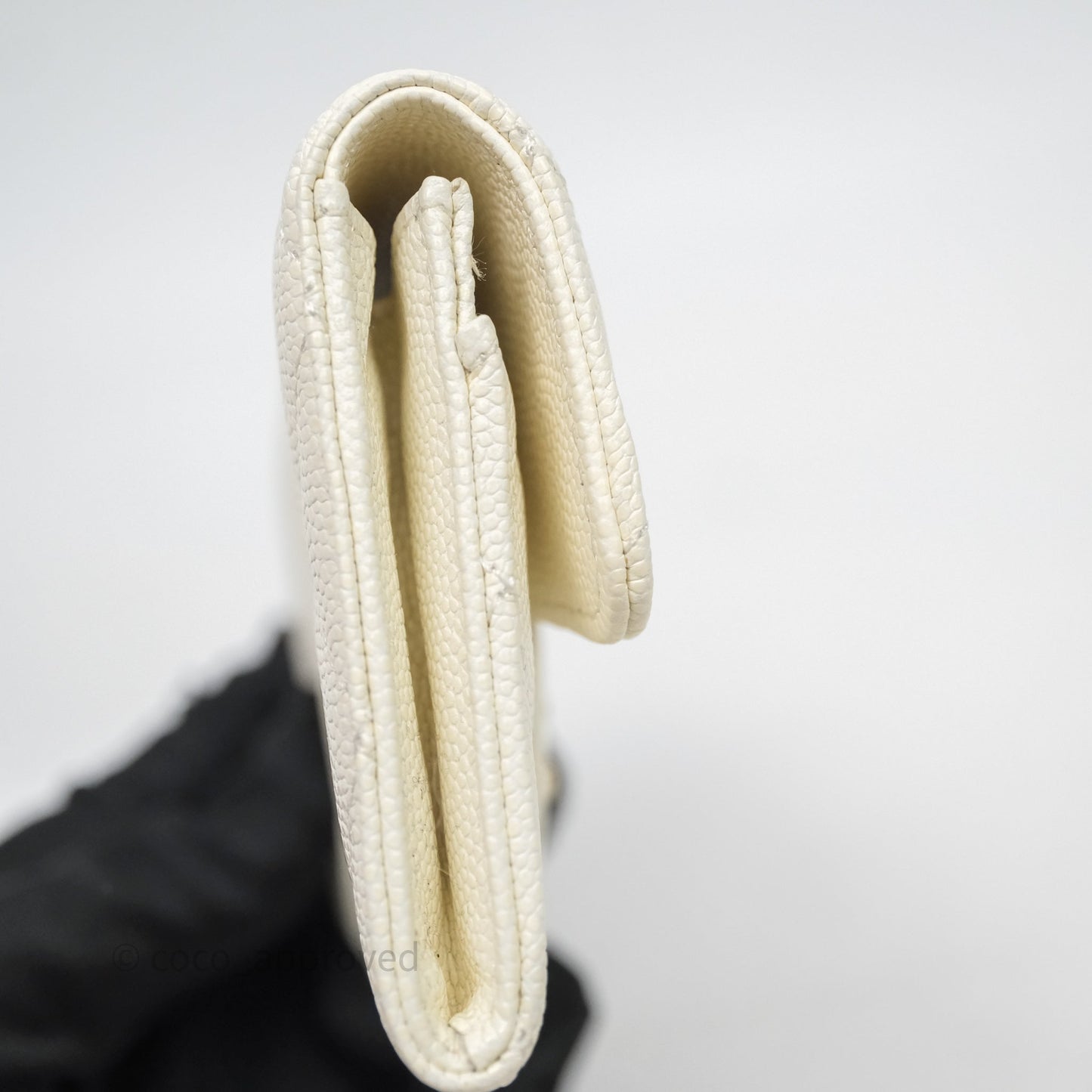 Chanel Quilted Classic Flap Card Holder White Caviar Gold Hardware