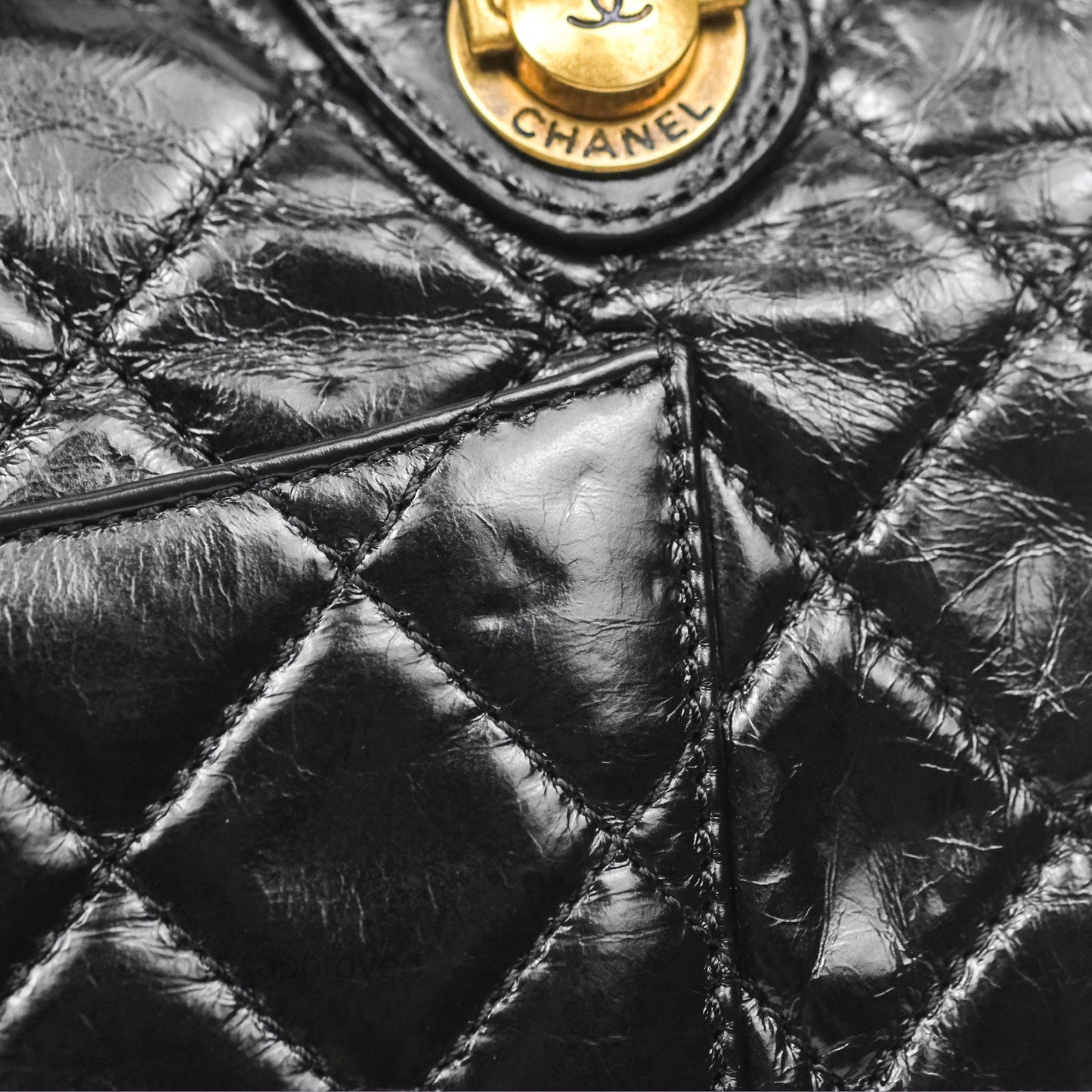 Chanel Medium Castle Rock Flap Black Glazed Calfskin Antique Gold Hardware