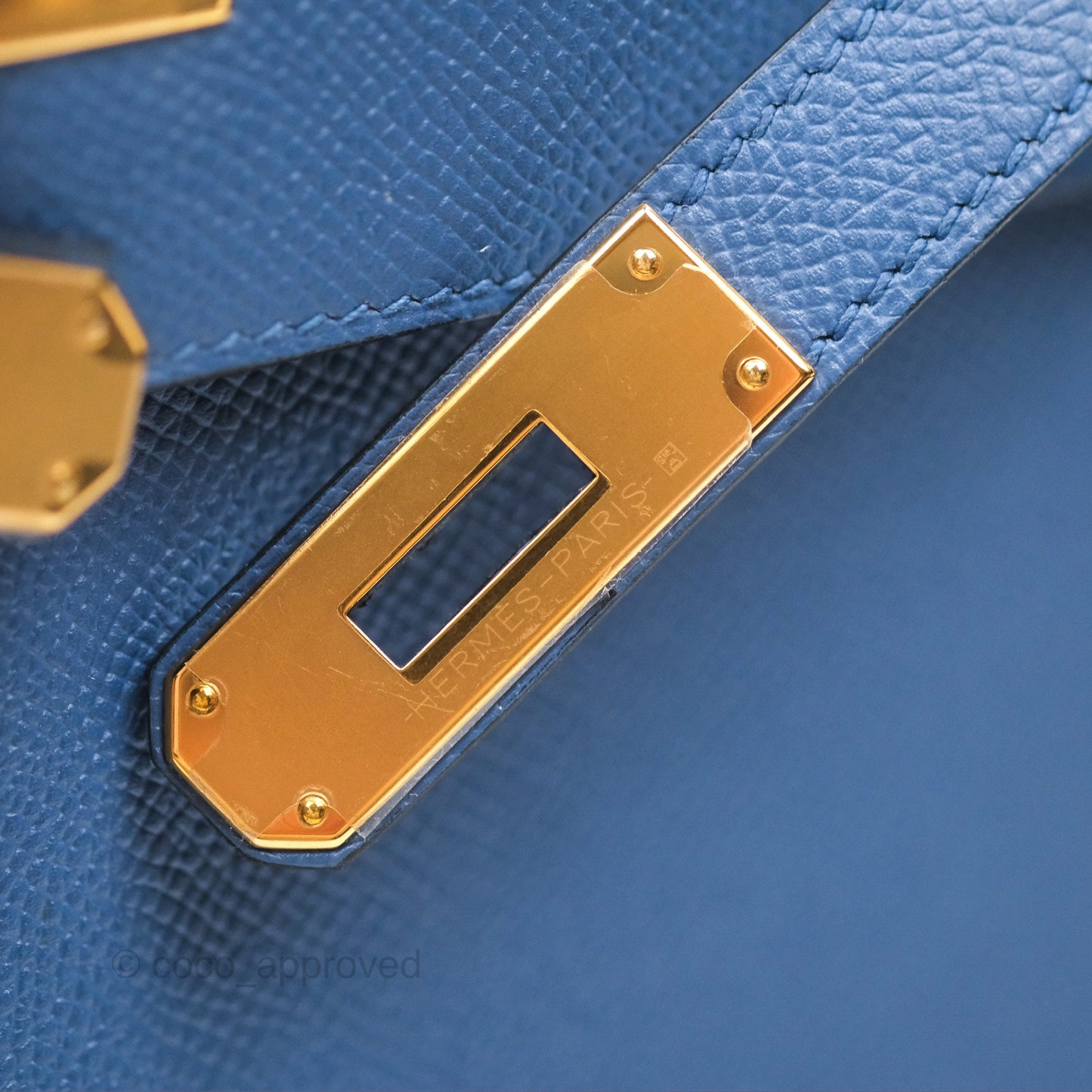 Hermès Sellier Kelly 28 Blue Epsom Gold Hardware
