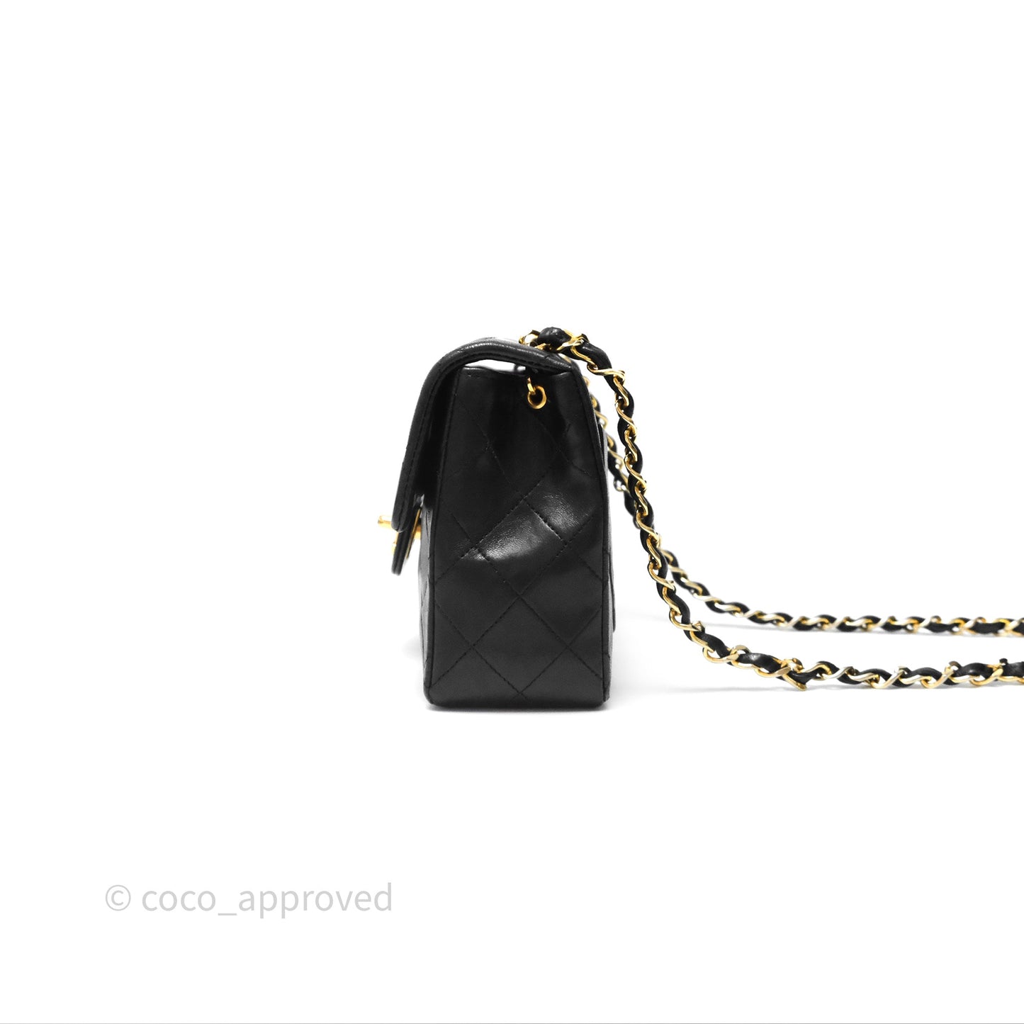 Chanel Vintage Mini Square Black Lambskin 24K Gold Hardware