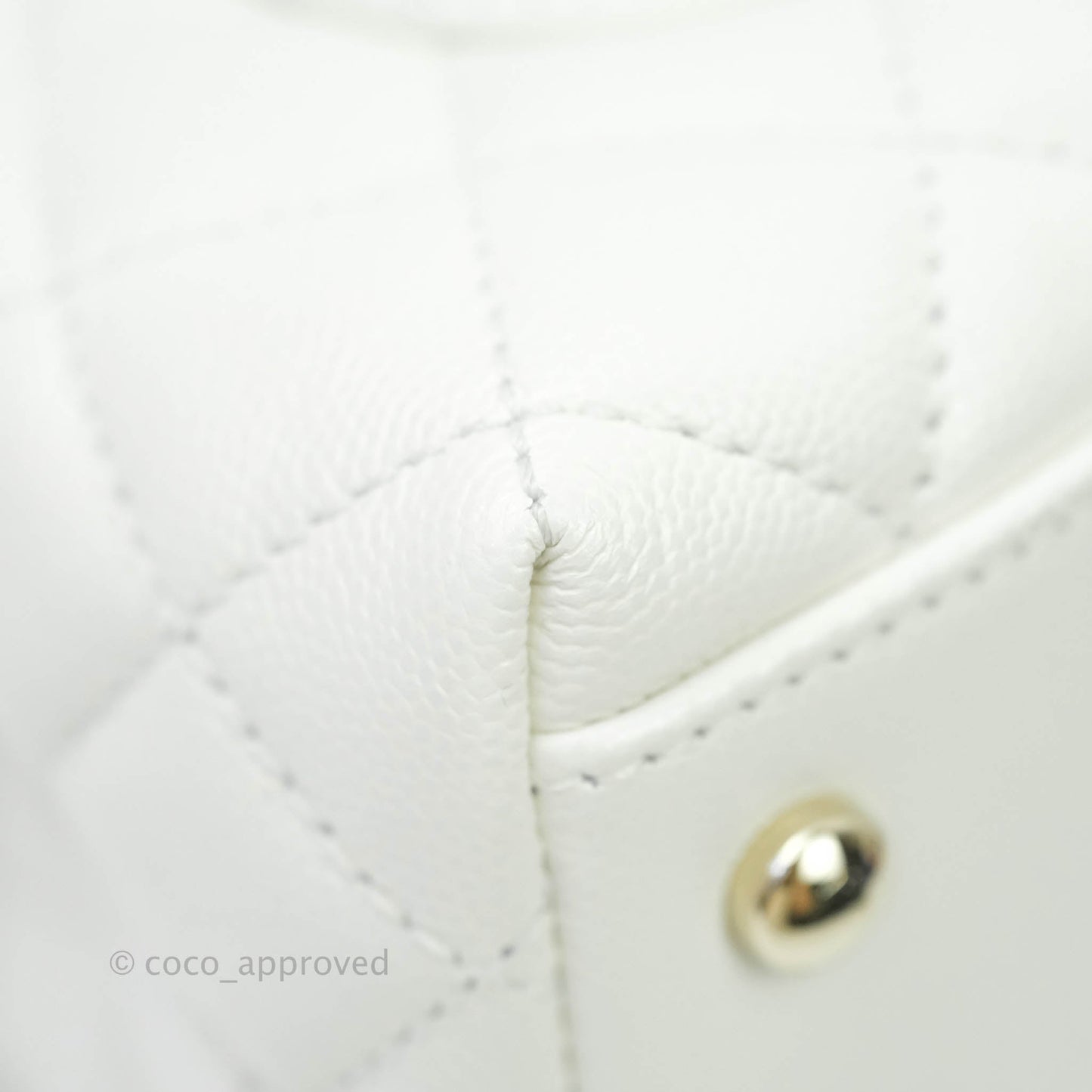 Chanel Extra Mini Coco Handle Quilted White Caviar Gold Hardware