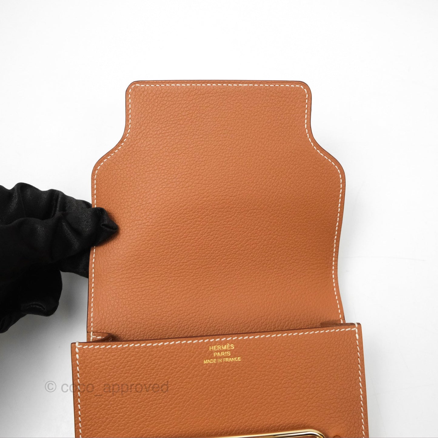 Hermès Roulis Slim Wallet Gold Evercolor Gold Hardware