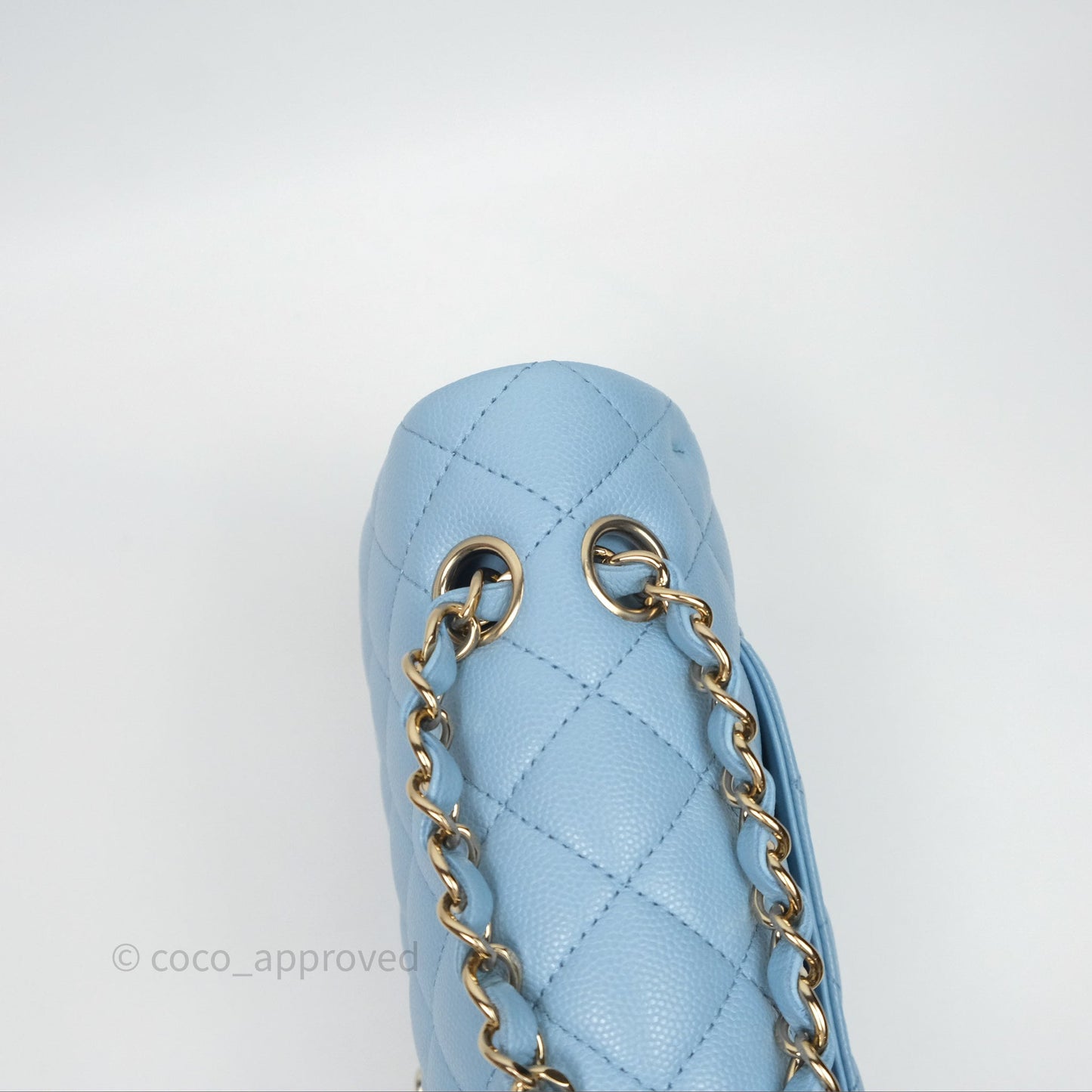 Chanel Classic M/L Medium Flap Quilted Blue Caviar Gold Hardware