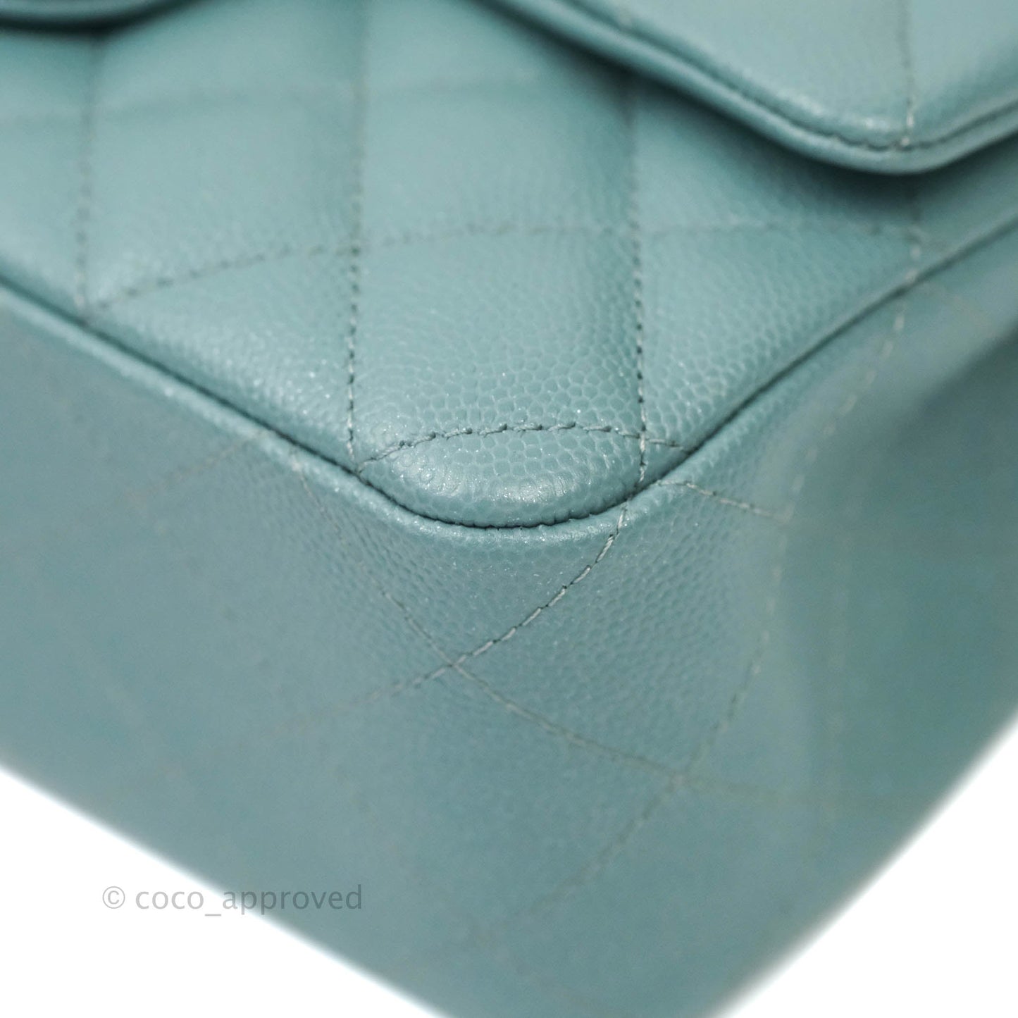 Chanel Quilted Mini Rectangular Iridescent Blue Caviar Aged Gold Hardware 18C