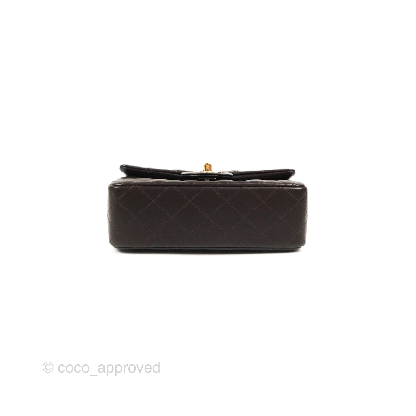 Chanel Quilted Mini Rectangular Chocolate Brown Lambskin Gold Hardware
