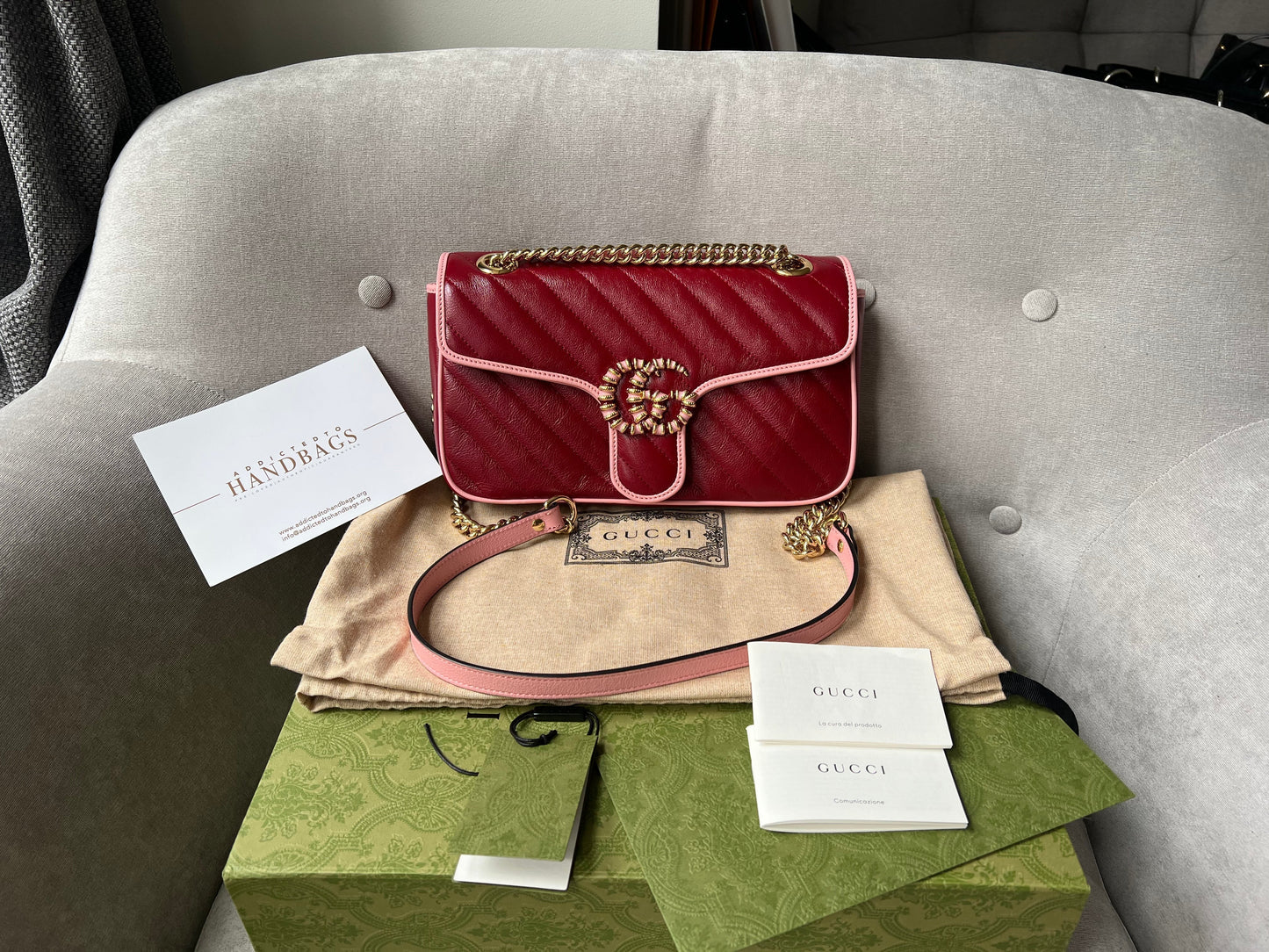 Luxury Gucci GG Torchon Pink Marmont Small Shoulder Bag