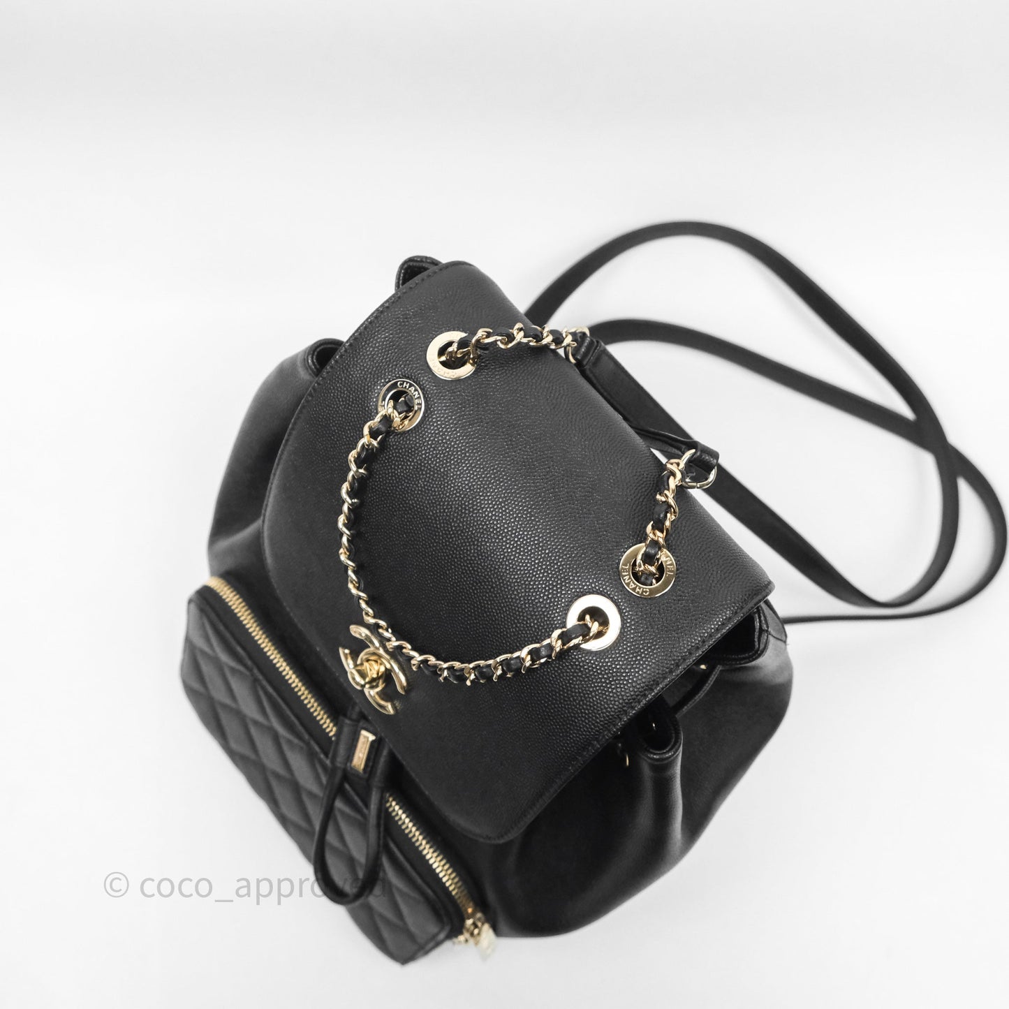 Chanel Quilted Business Affinity Backpack Black Caviar Gold Hardware