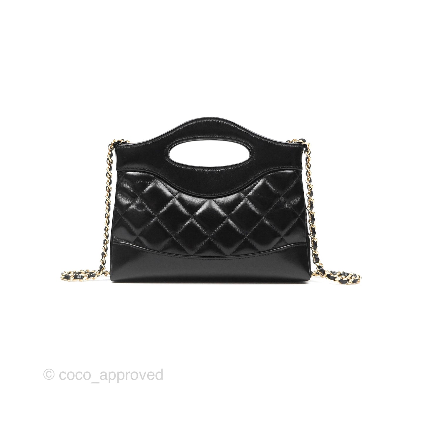 Chanel Nano 31 Black Shiny Lambskin Gold Hardware