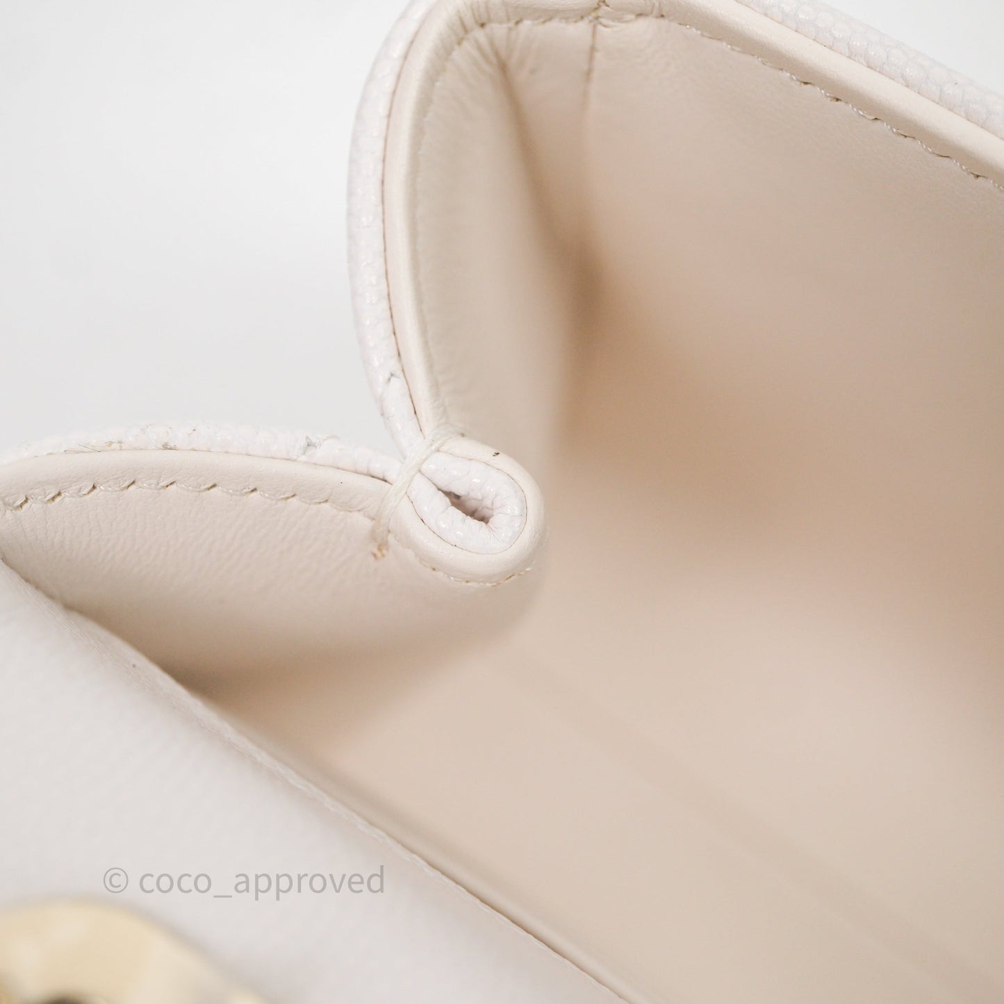 Chanel Small Coco Lady Quilted Flap Bag With Top Handle White Calfskin Gold Hardware