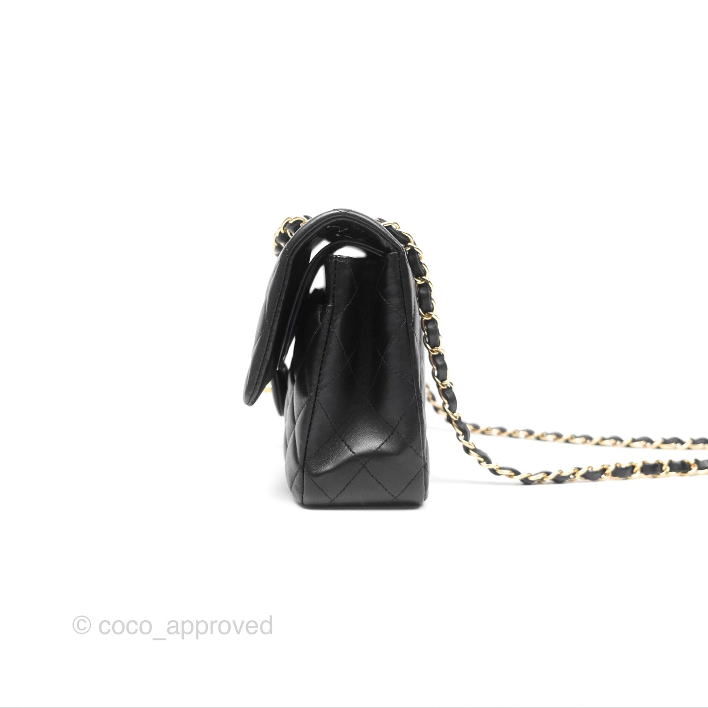 Chanel Classic M/L Medium Flap Quilted Black Lambskin Gold Hardware