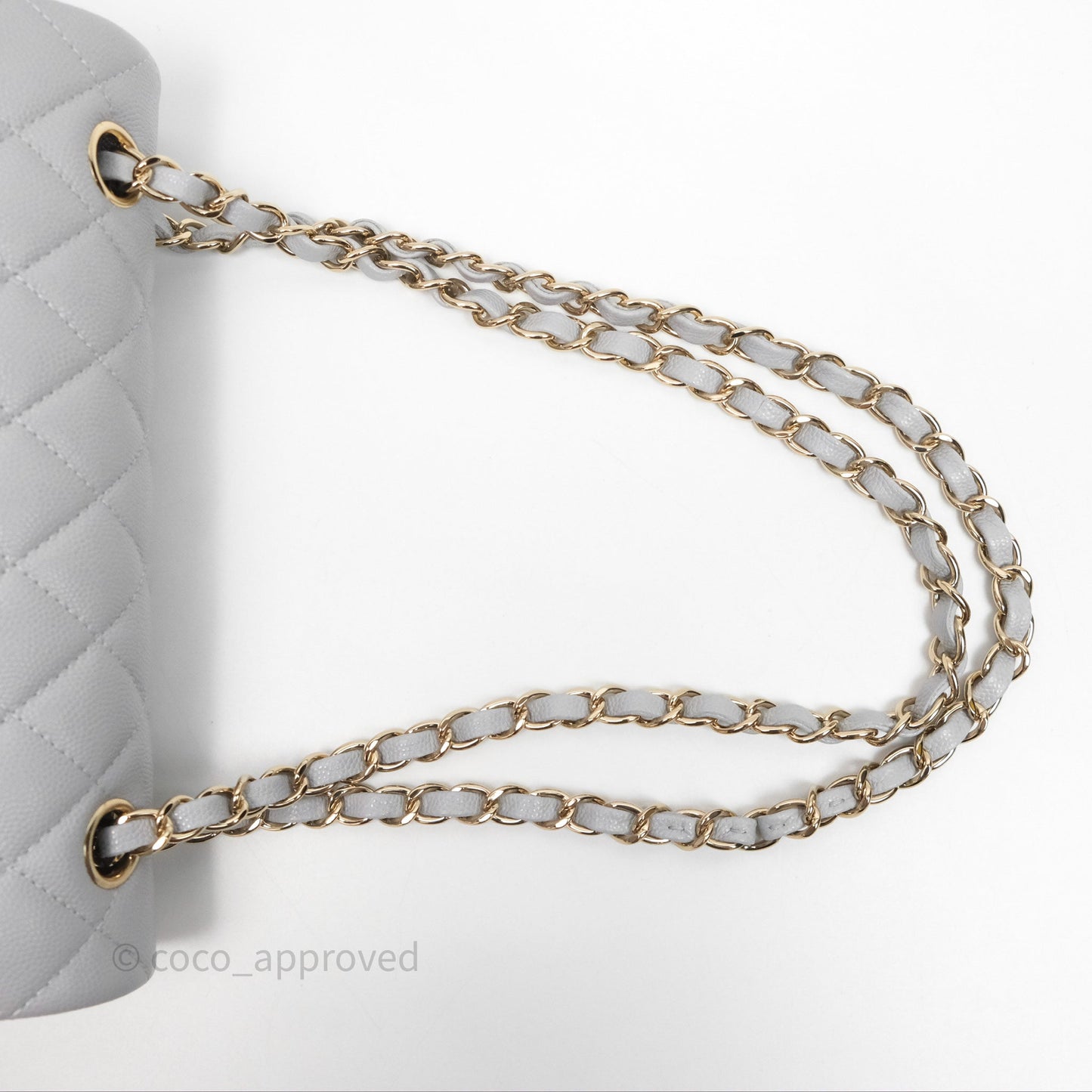 Chanel Small Classic Flap Quilted Grey Caviar Gold Hardware 21A