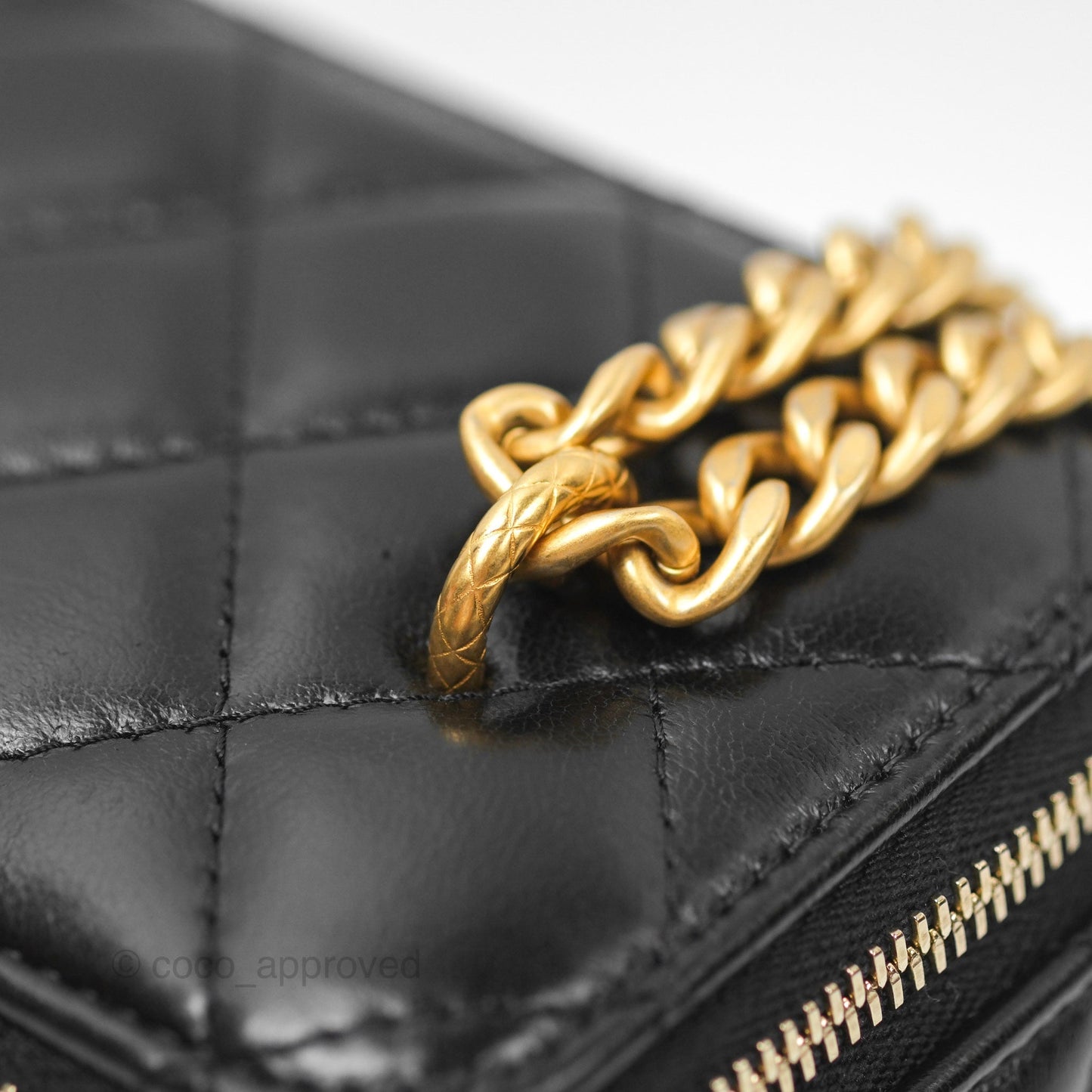 Chanel Vanity with Adjustable Chain Black Lambskin Aged Gold Hardware